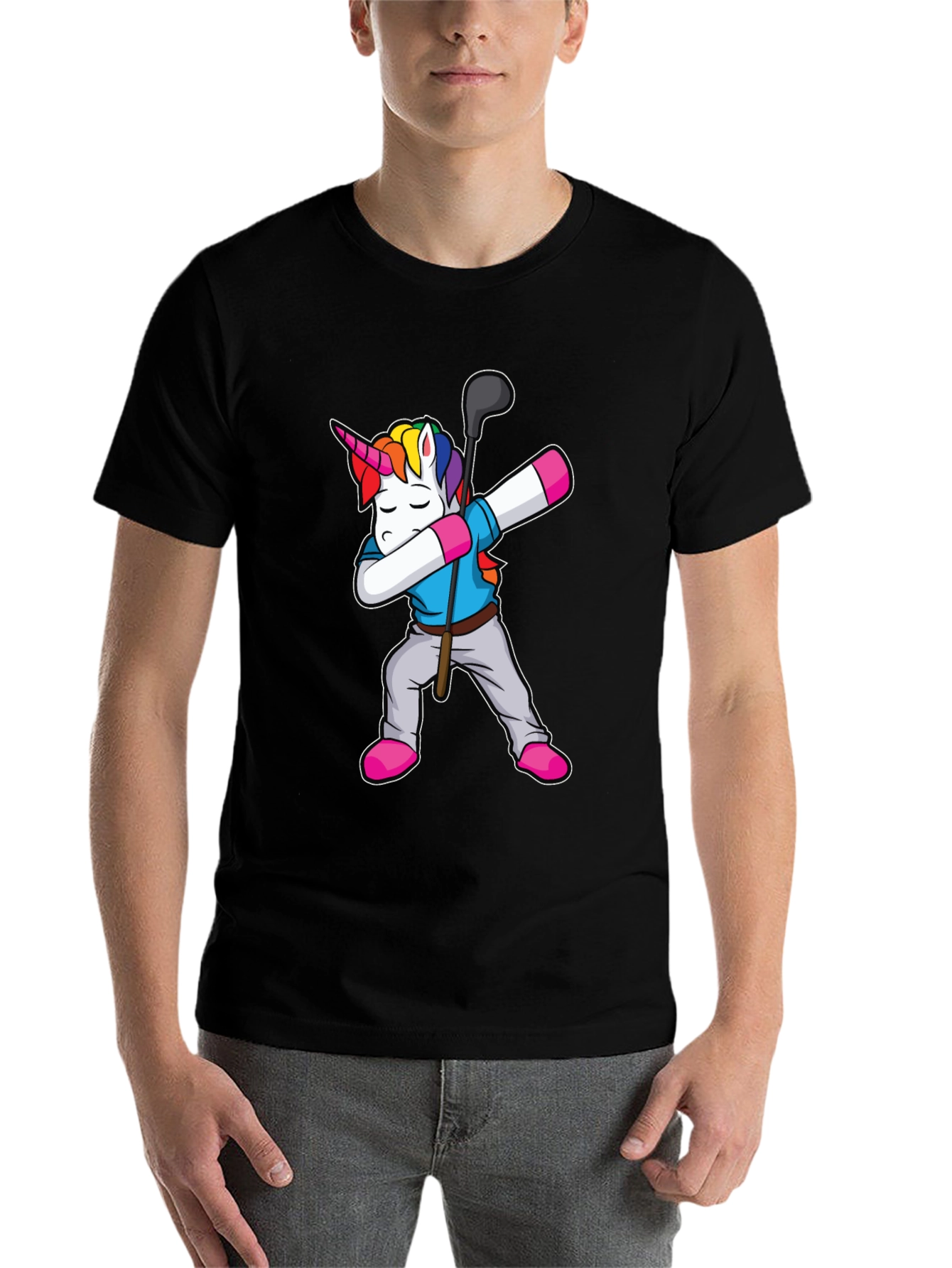Black Unicorn Golf Dab T-Shirt view 7
