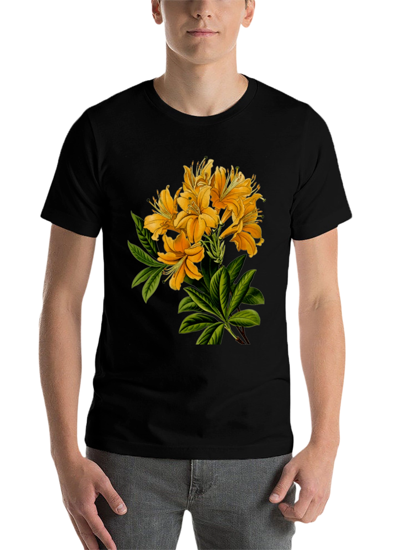 Black Floral Print Crew Neck T-Shirt view 7