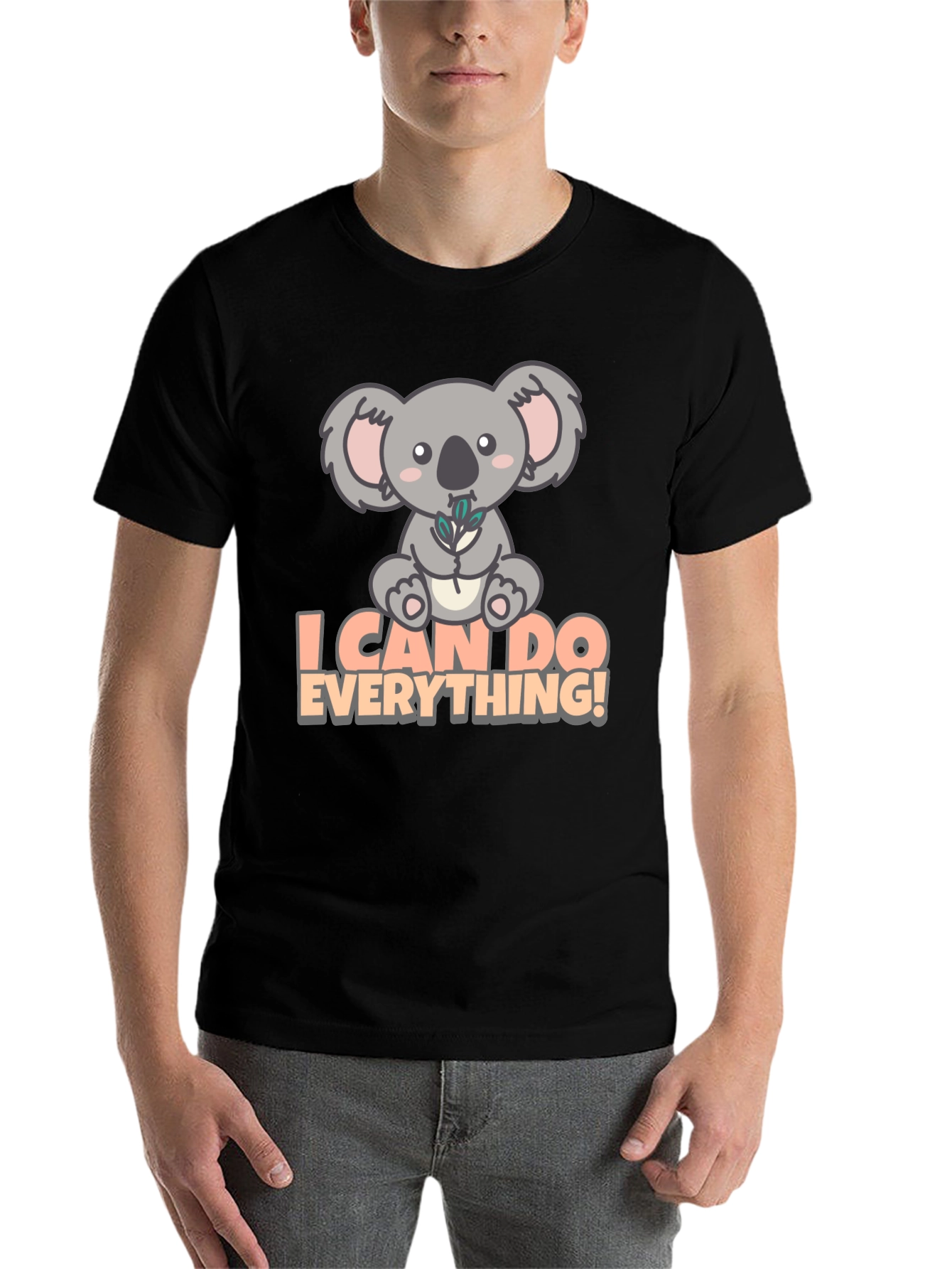 Black Koala I Can Do Everything! Black T-Shirt view 7