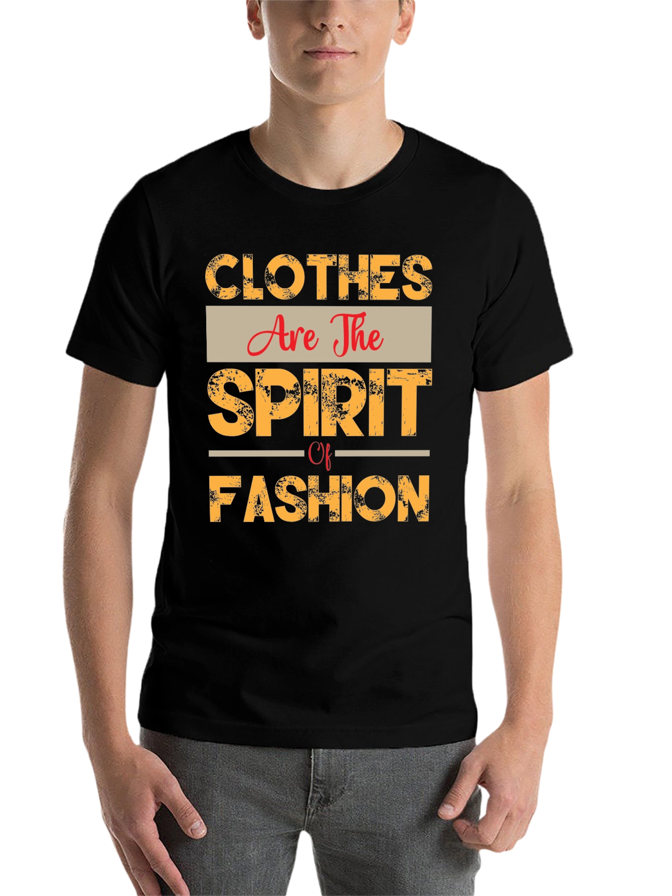 Black Trendy "Clothes Are The Spirit Of Fashion" T-Shirt view 7