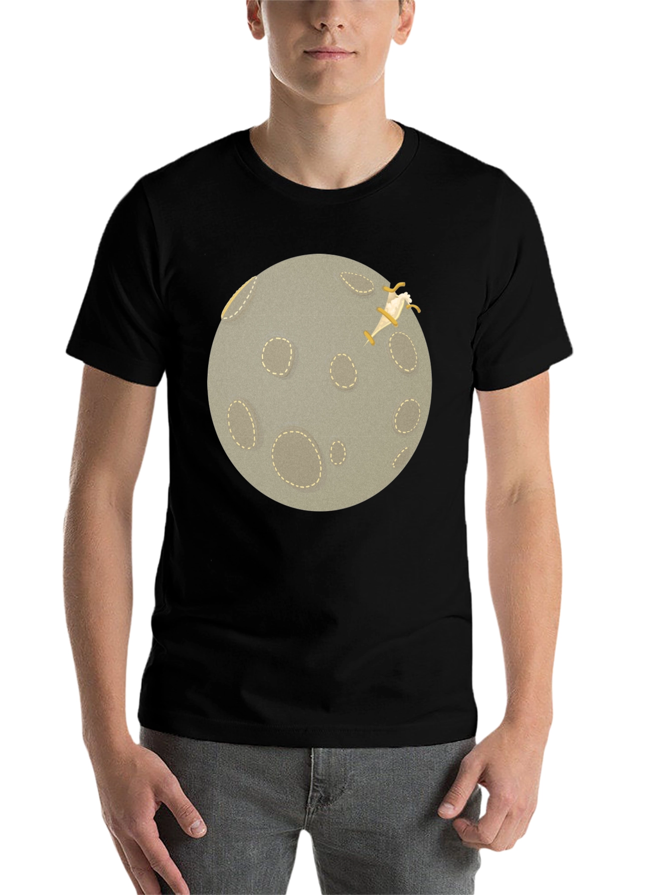 Black Moon Landing Graphic T-Shirt - Black Crew Neck view 7