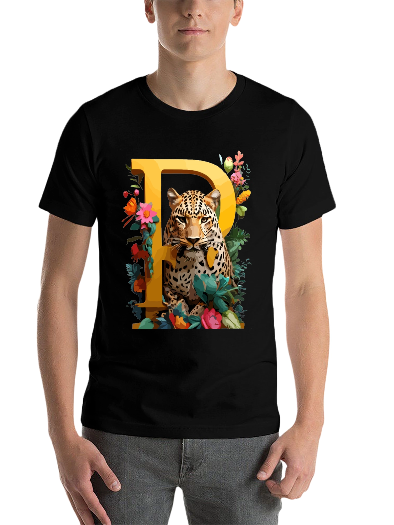 Black Leopard P Initial Tee view 7
