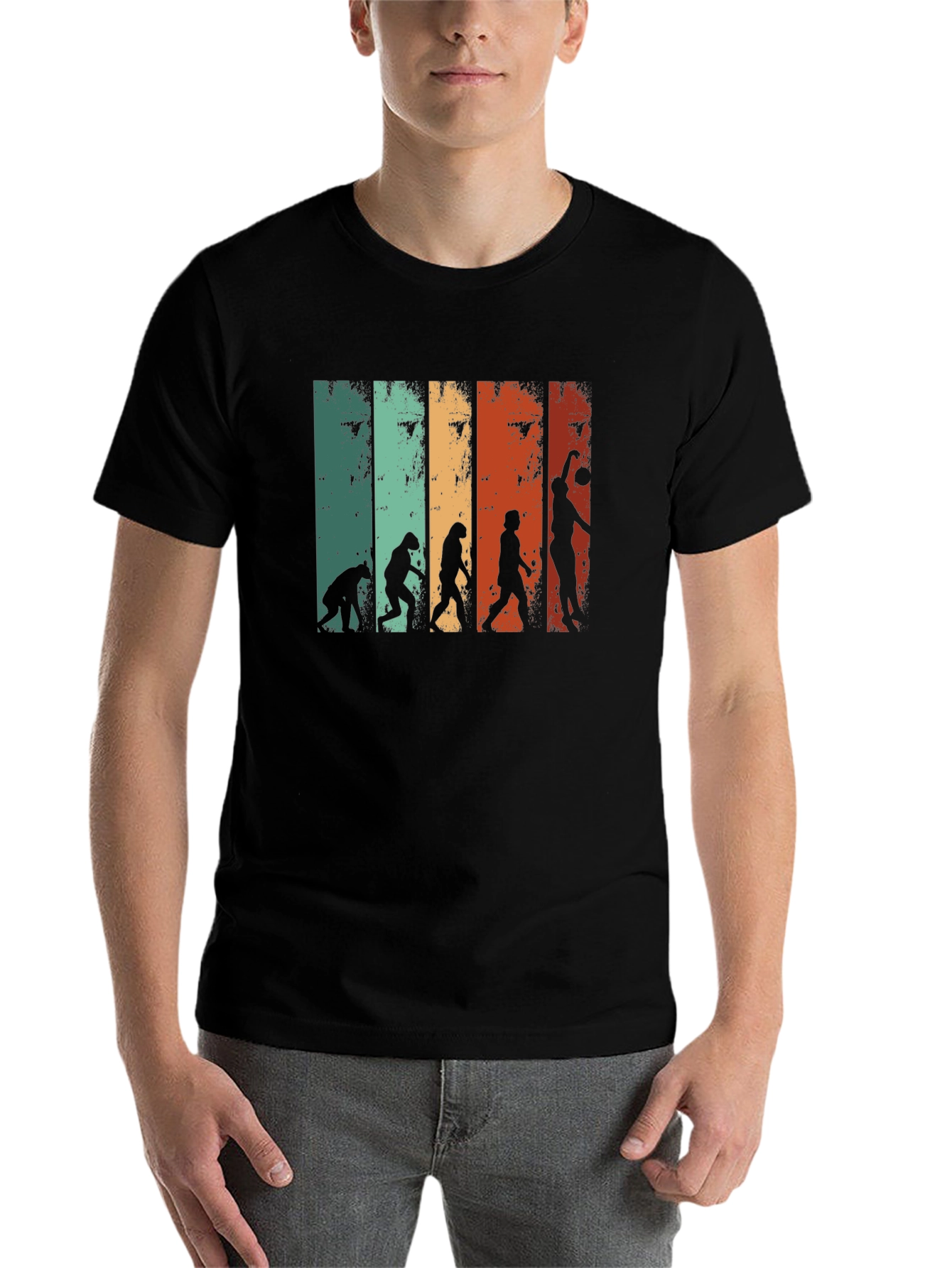 Black Basketball Evolution Men's T-Shirt view 7