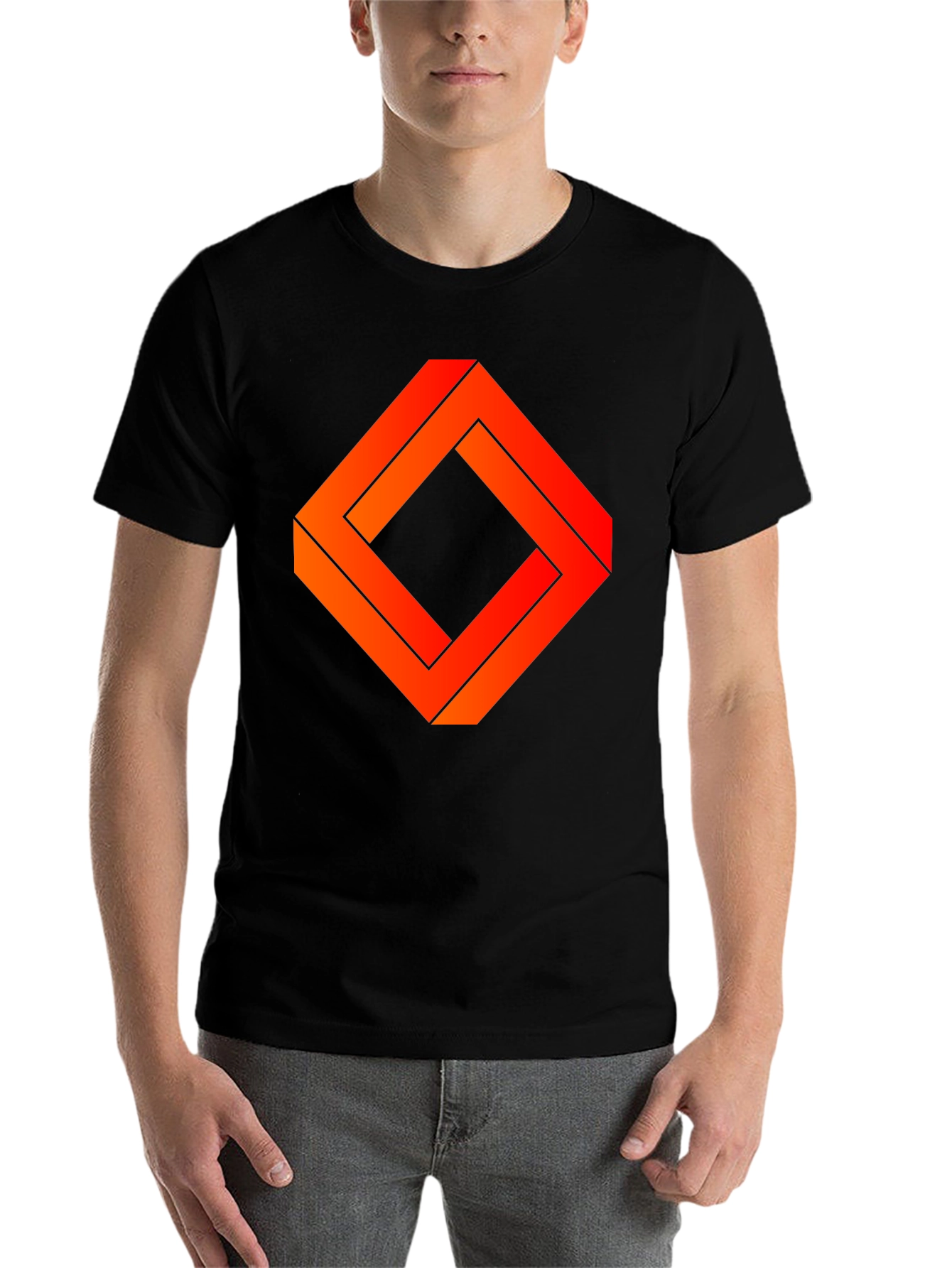 Black Geometric Illusion Graphic Tee - Abstract Design Shirt view 7