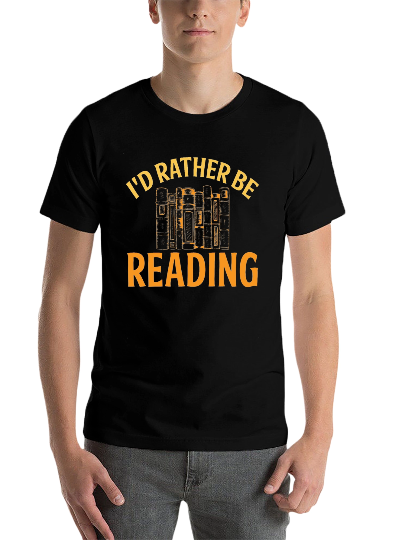 Black I'd Rather Be Reading T-Shirt - Book Lover Tee view 7