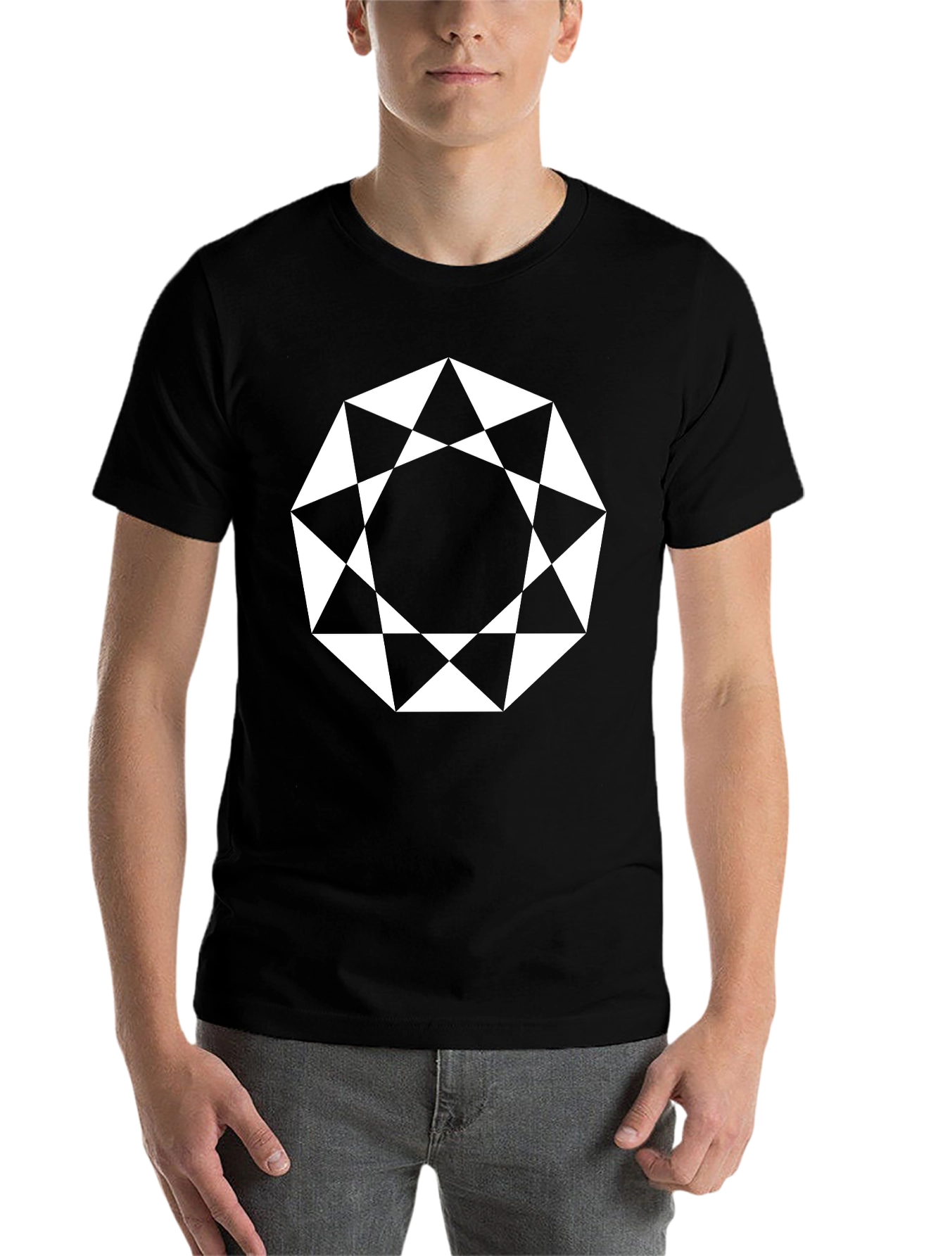 Black Geometric Octagon Graphic Tee - Modern Black Shirt view 7