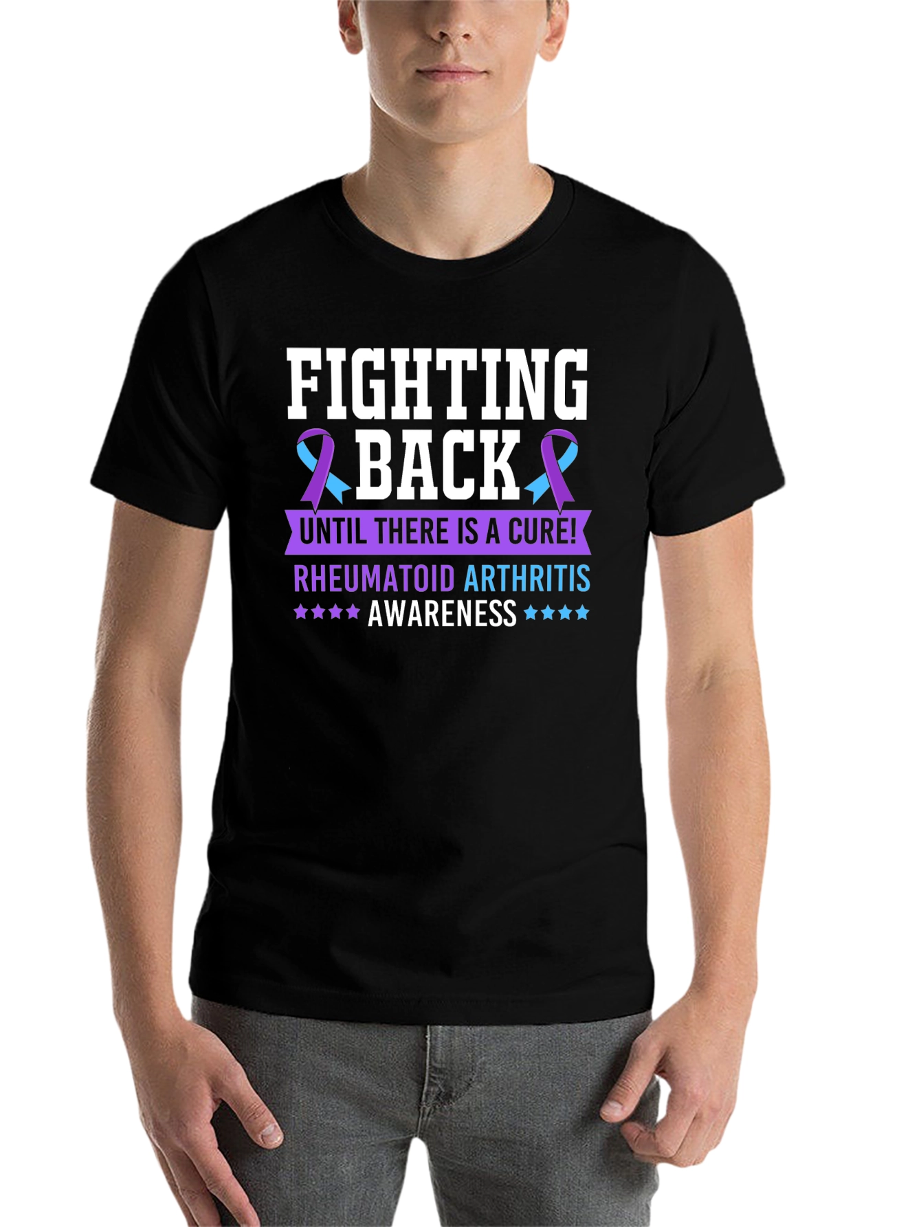 Black Rheumatoid Arthritis Awareness T-Shirt view 7