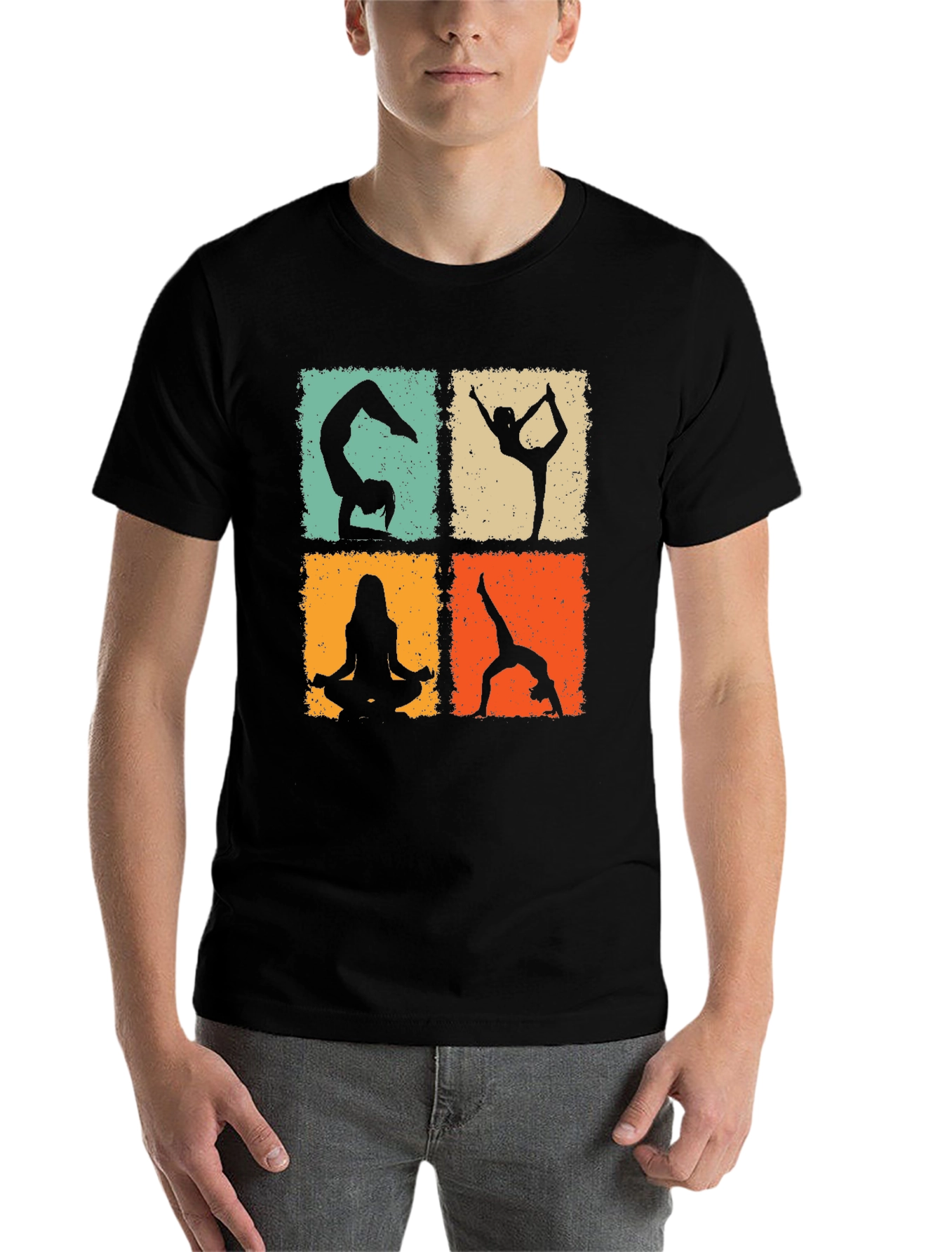 Black Yoga Poses Graphic Tee - Trendy & Comfortable view 7