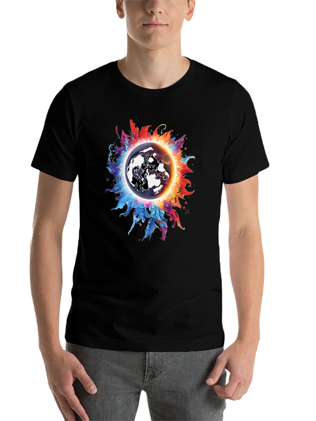 Black Cosmic Eclipse Graphic Tee - Black T-Shirt view 7