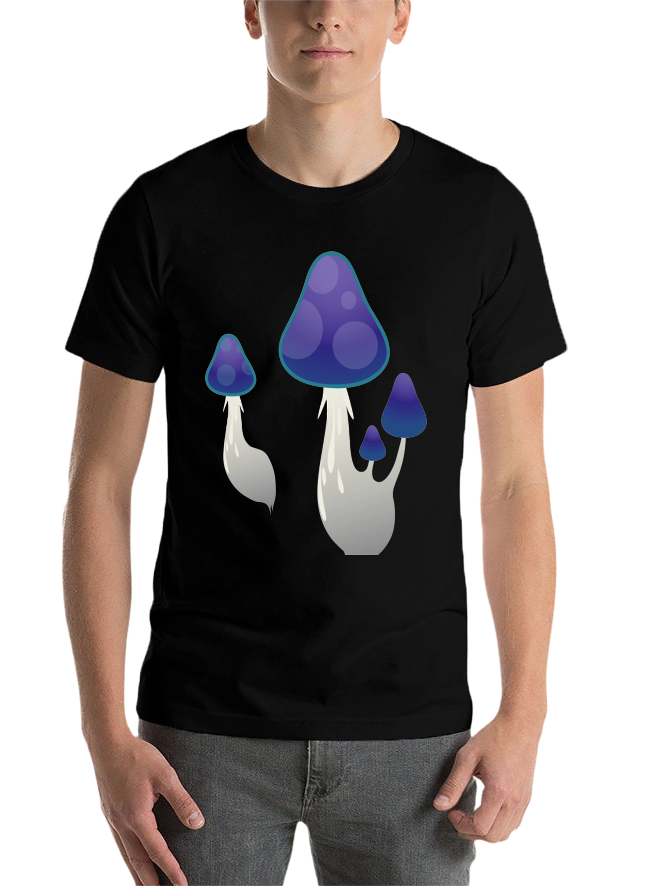 Black Mushroom Graphic Tee - Black Cotton Blend view 7
