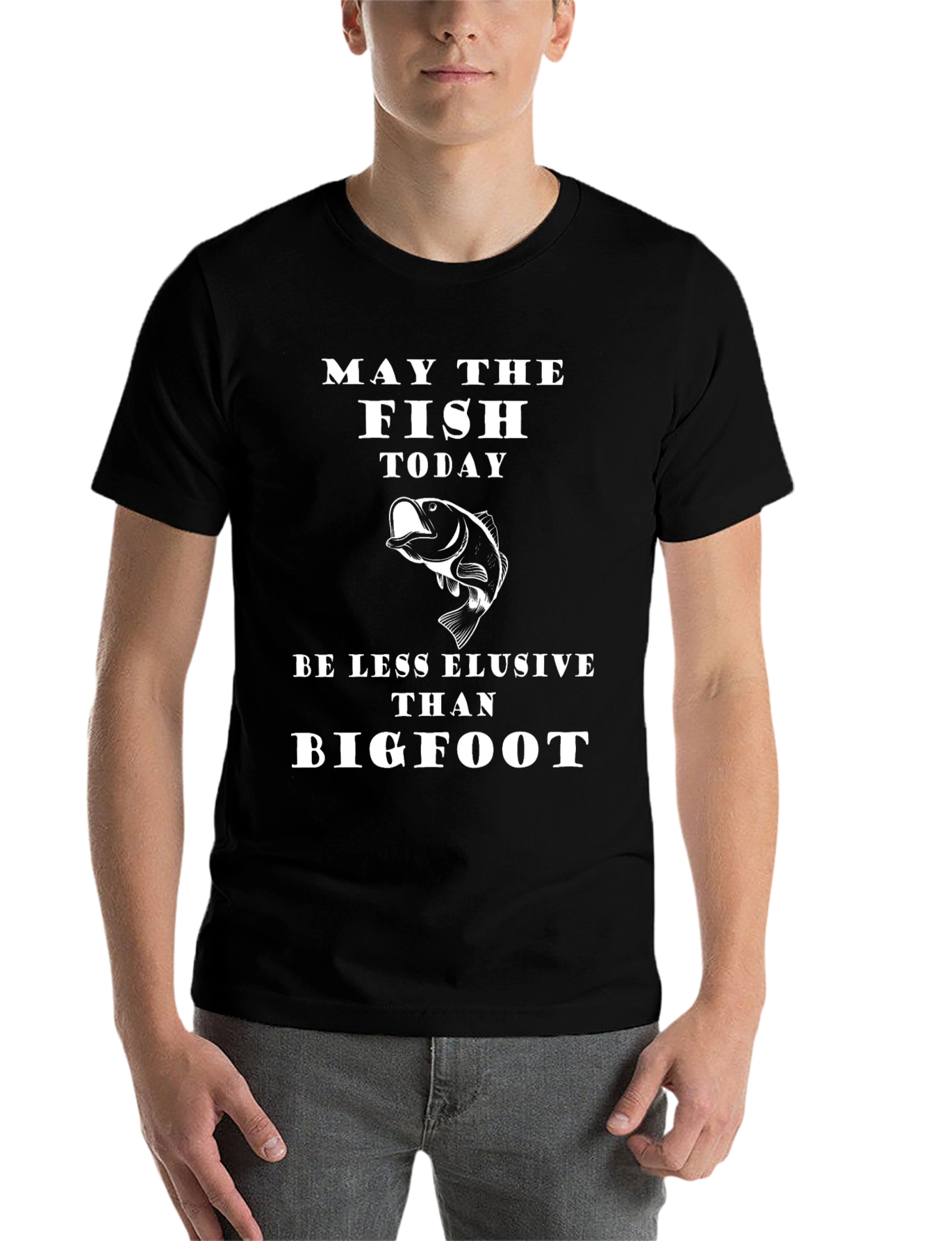 Black Fishing T-Shirt: May The Fish Today Be Less Elusive view 7