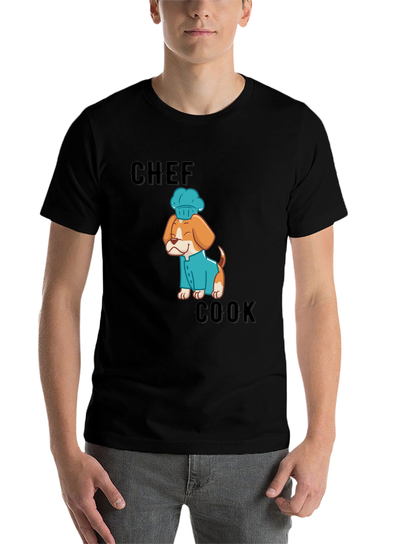 Black Chef Cook Dog T-Shirt: Cute Culinary Canine Tee view 7