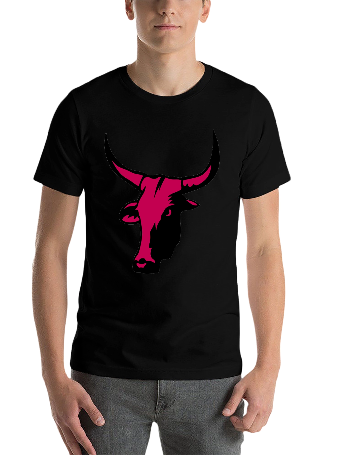 Bull Head Graphic Print Black T-Shirt - 7