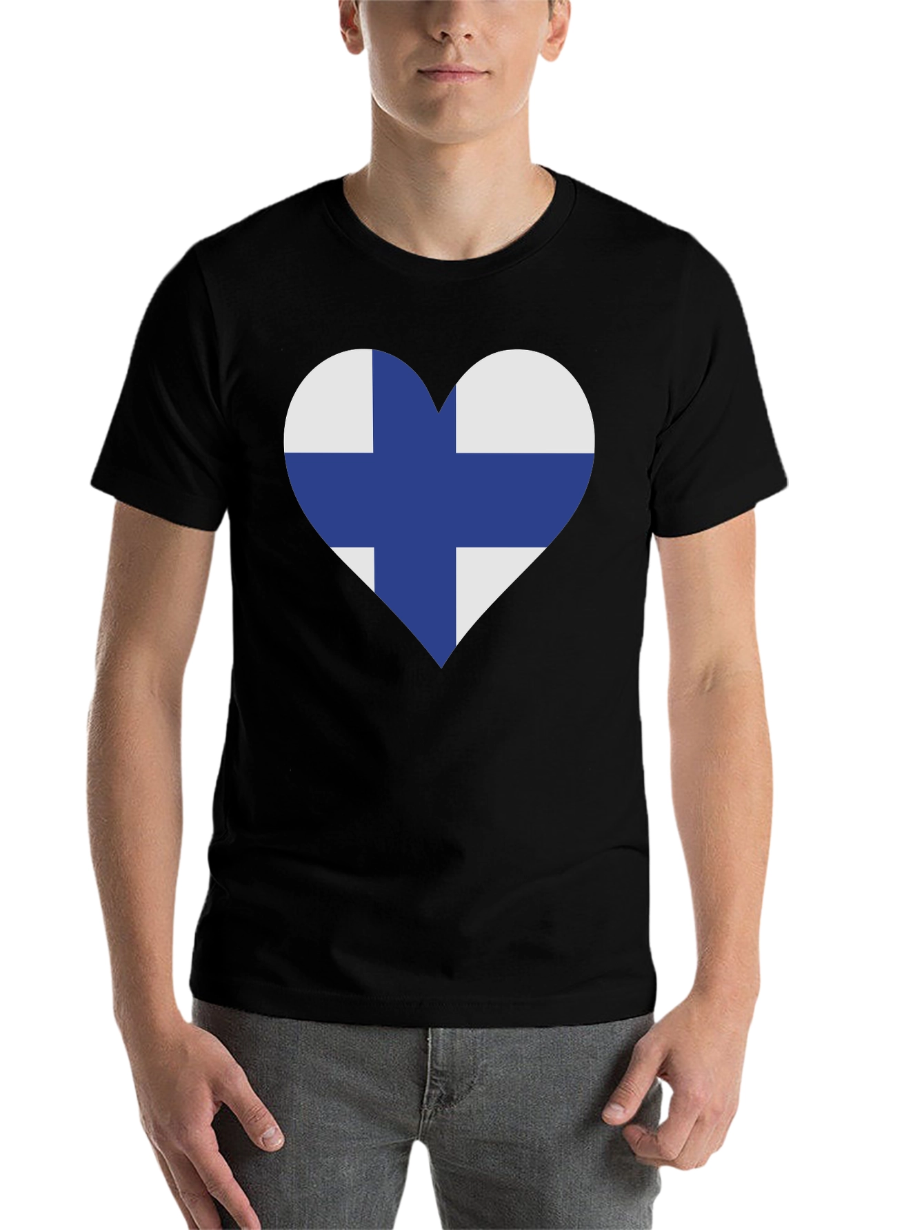 Black Finland Flag Heart T-Shirt - Finnish Pride Tee view 7