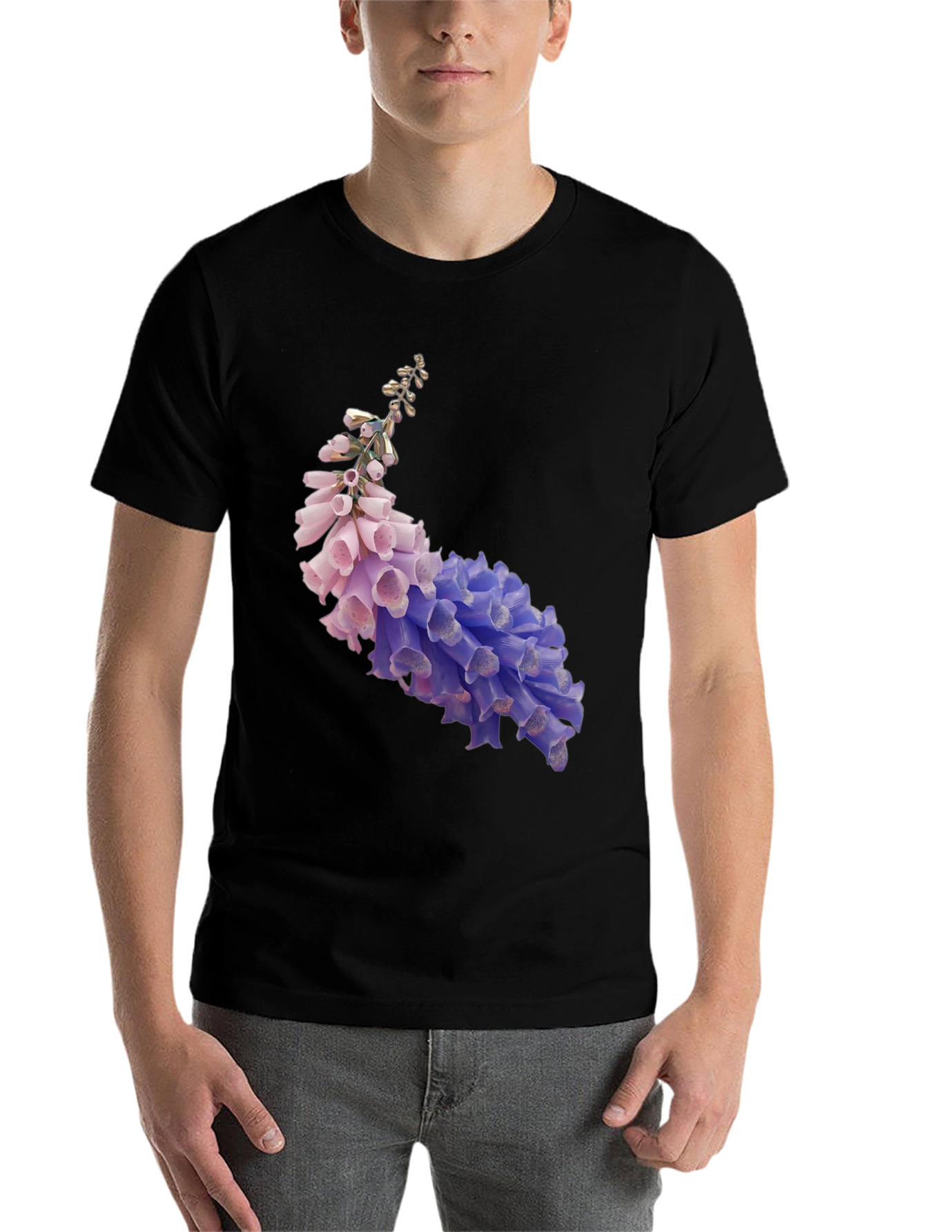 Black Floral Print T-Shirt - Stylish Black Tee view 7