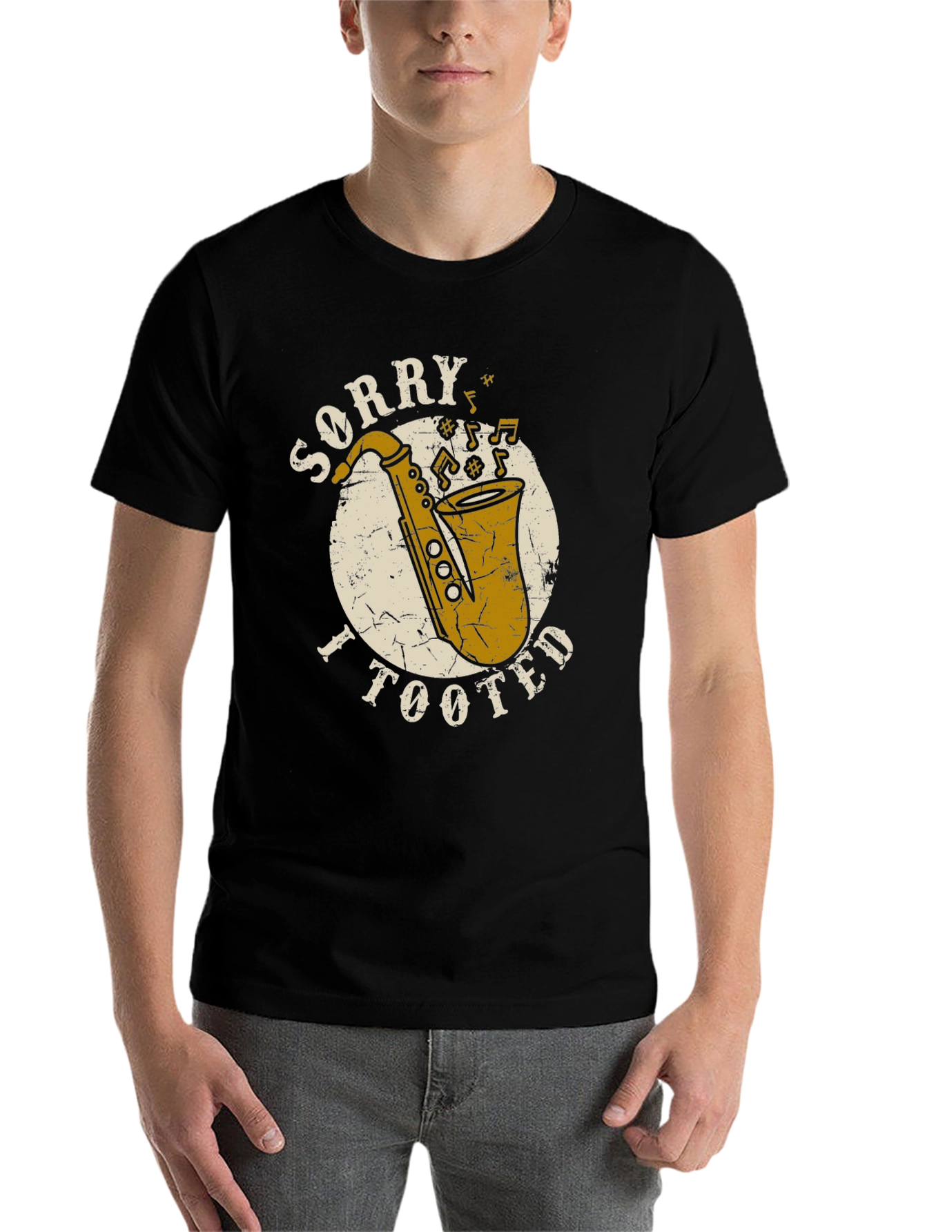 Black Sorry I Tooted Saxophone T-Shirt - Funny Musician Tee view 7