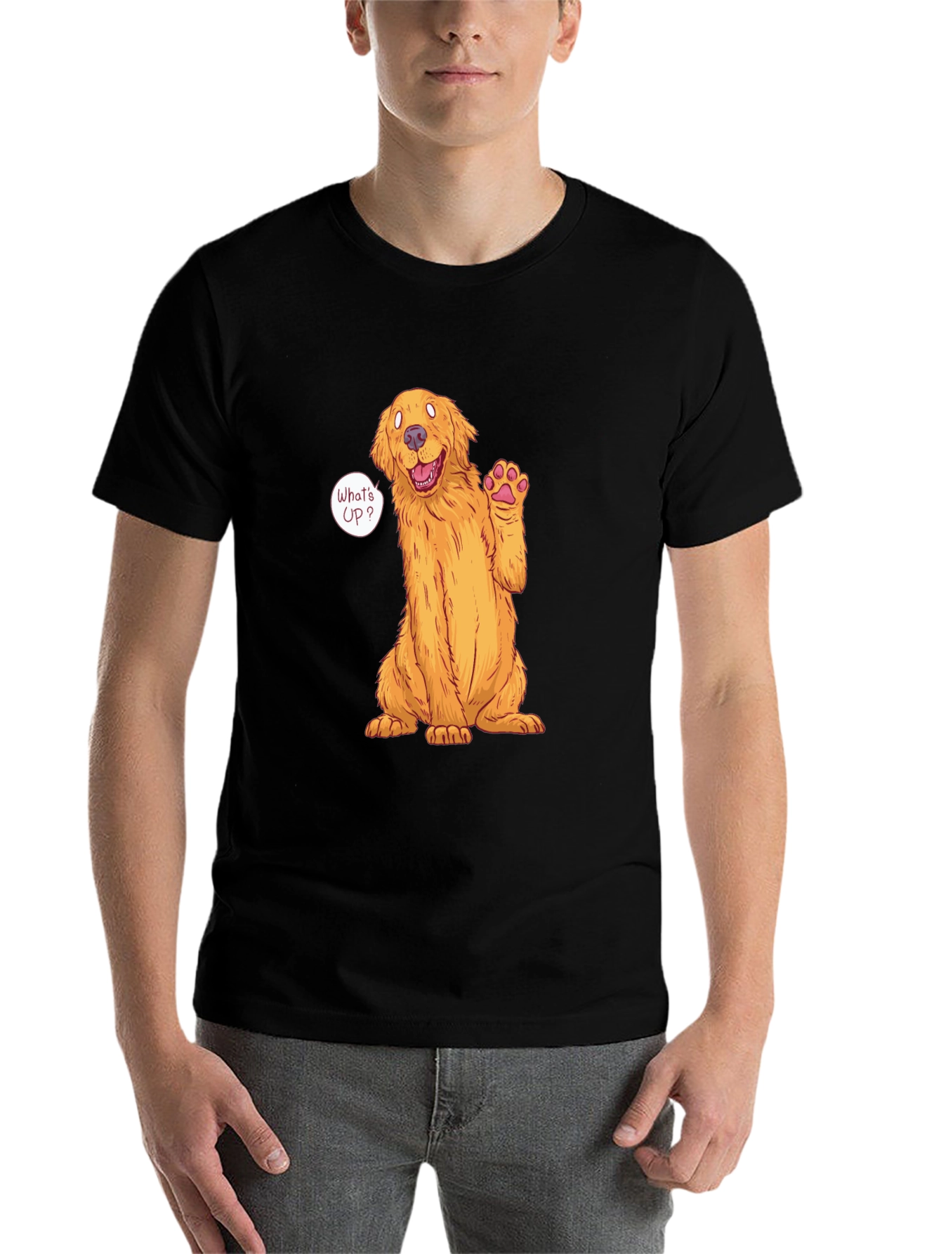 Black Golden Retriever 'What's Up?' T-Shirt view 7