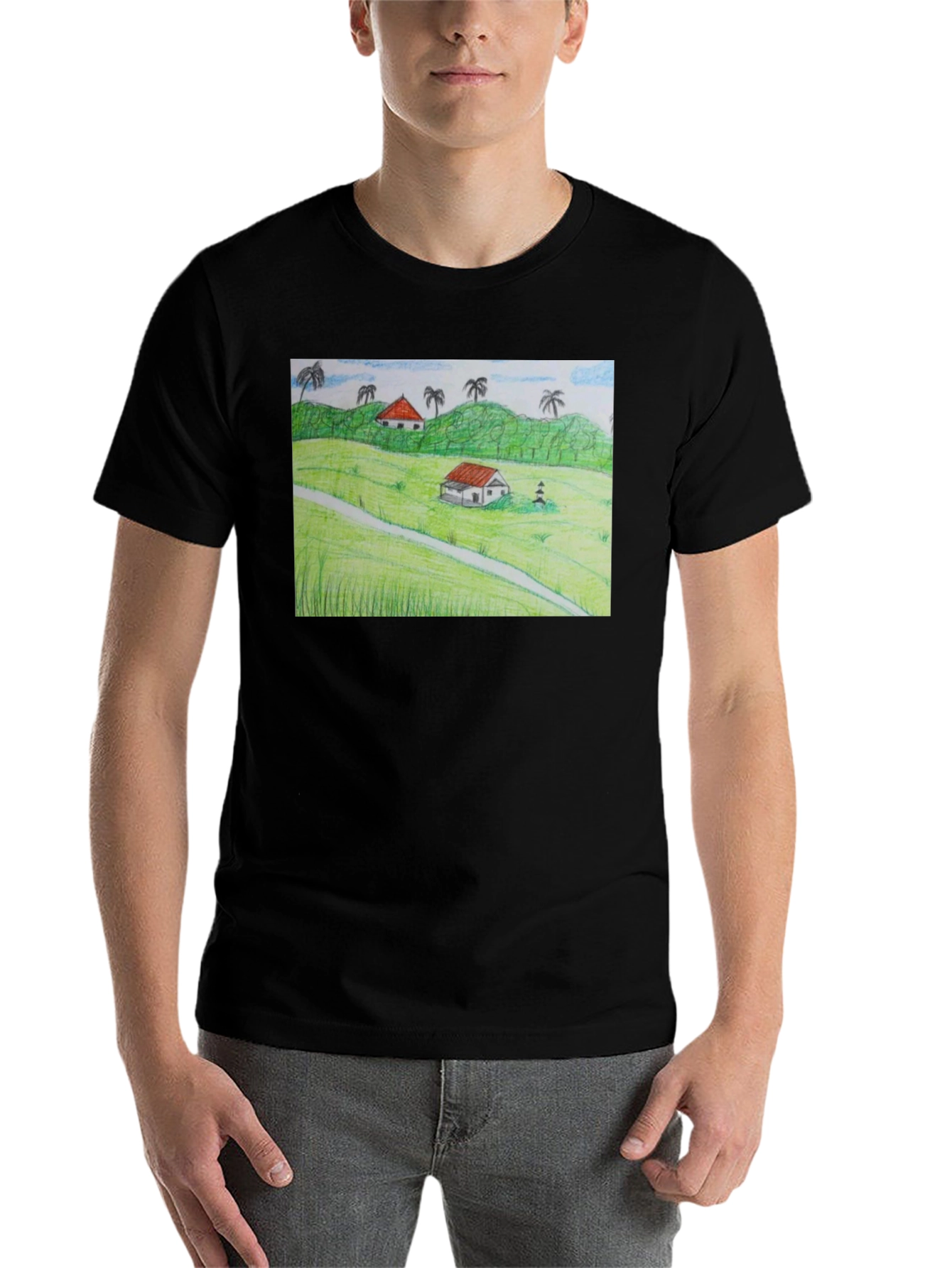 Black Nature Landscape Graphic T-Shirt view 7