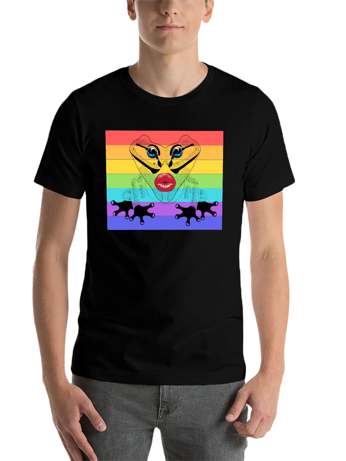 Black Rainbow Frog Lips T-Shirt - Pride Apparel view 7