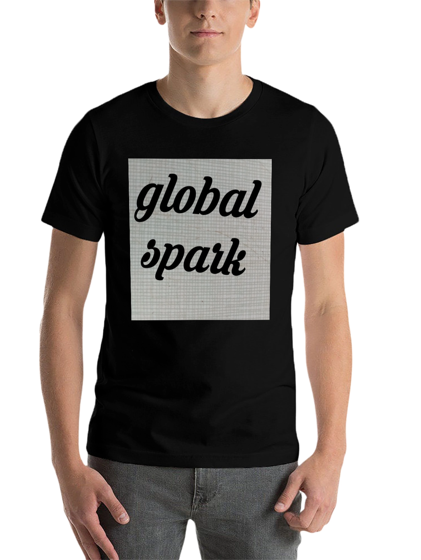 Black Global Spark Graphic Tee - Trendy Black T-Shirt view 7