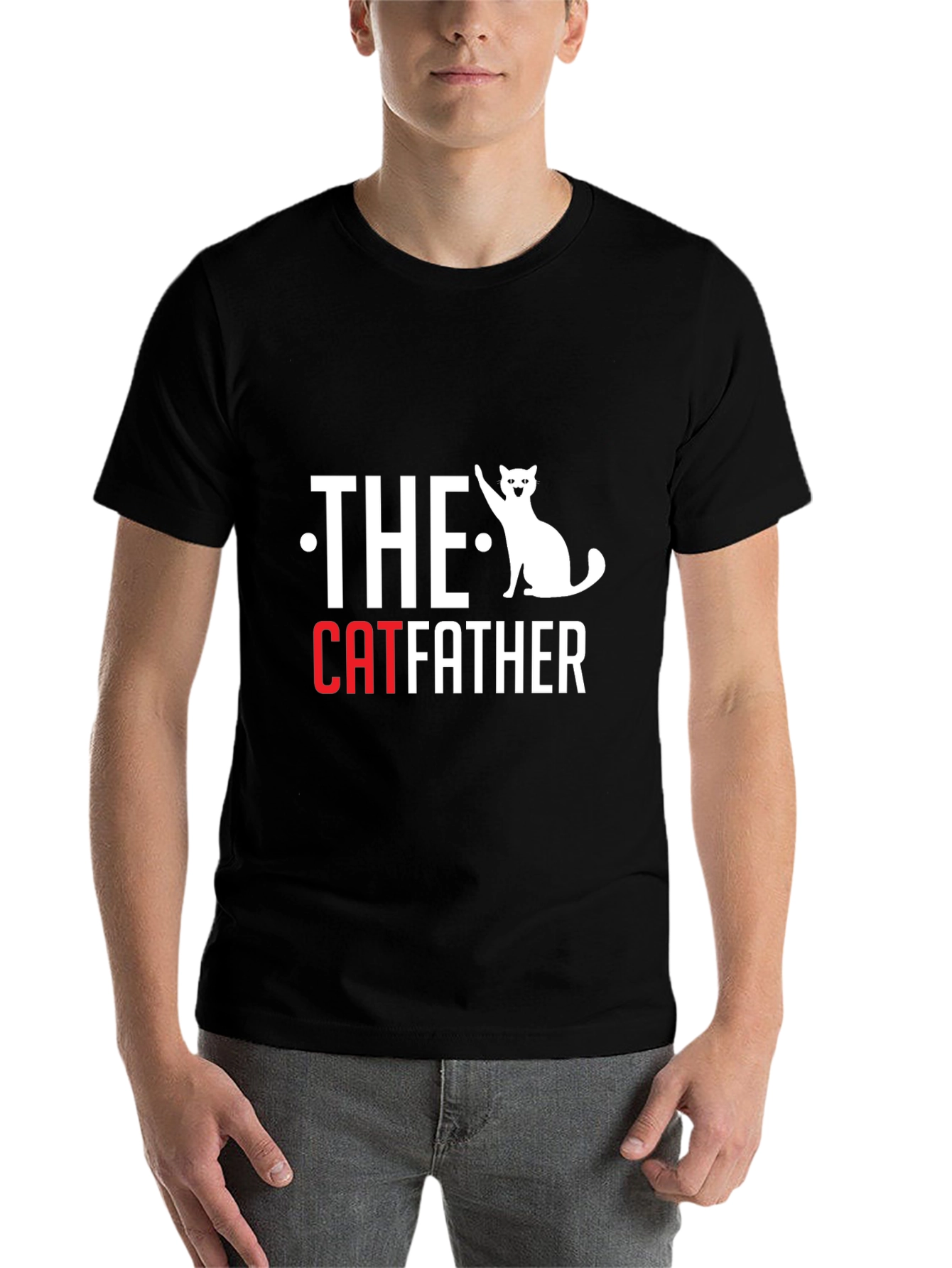 Black The Catfather T-Shirt - Funny Cat Lover Tee view 7