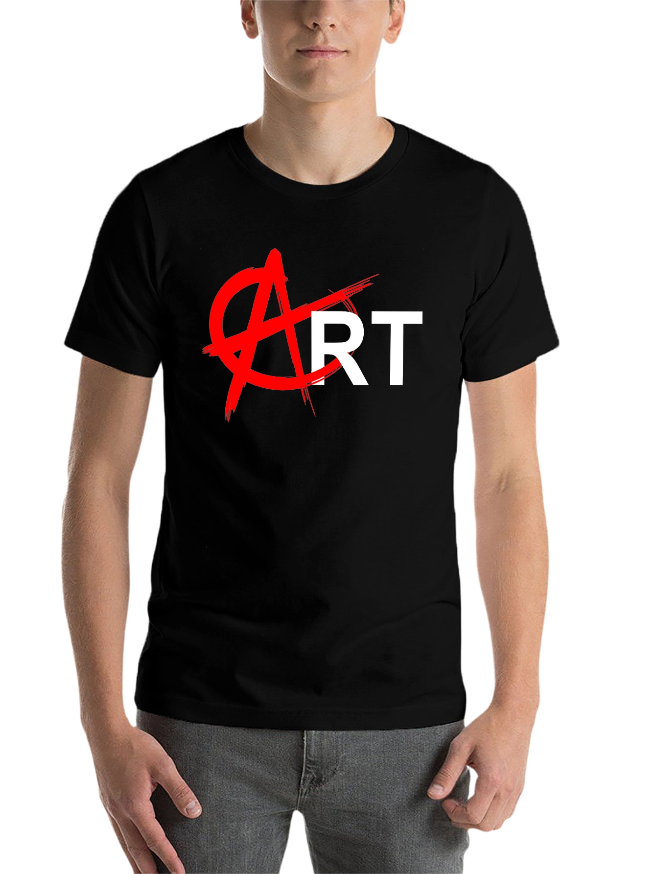 Black Anti-Art Graphic Tee - Bold Statement T-Shirt view 7