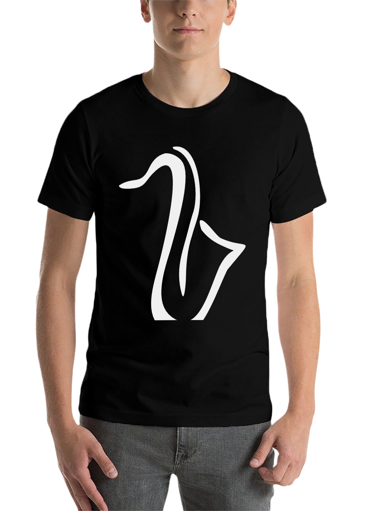 Black Saxophone Graphic Tee - Black Cotton Casual Shirt view 7