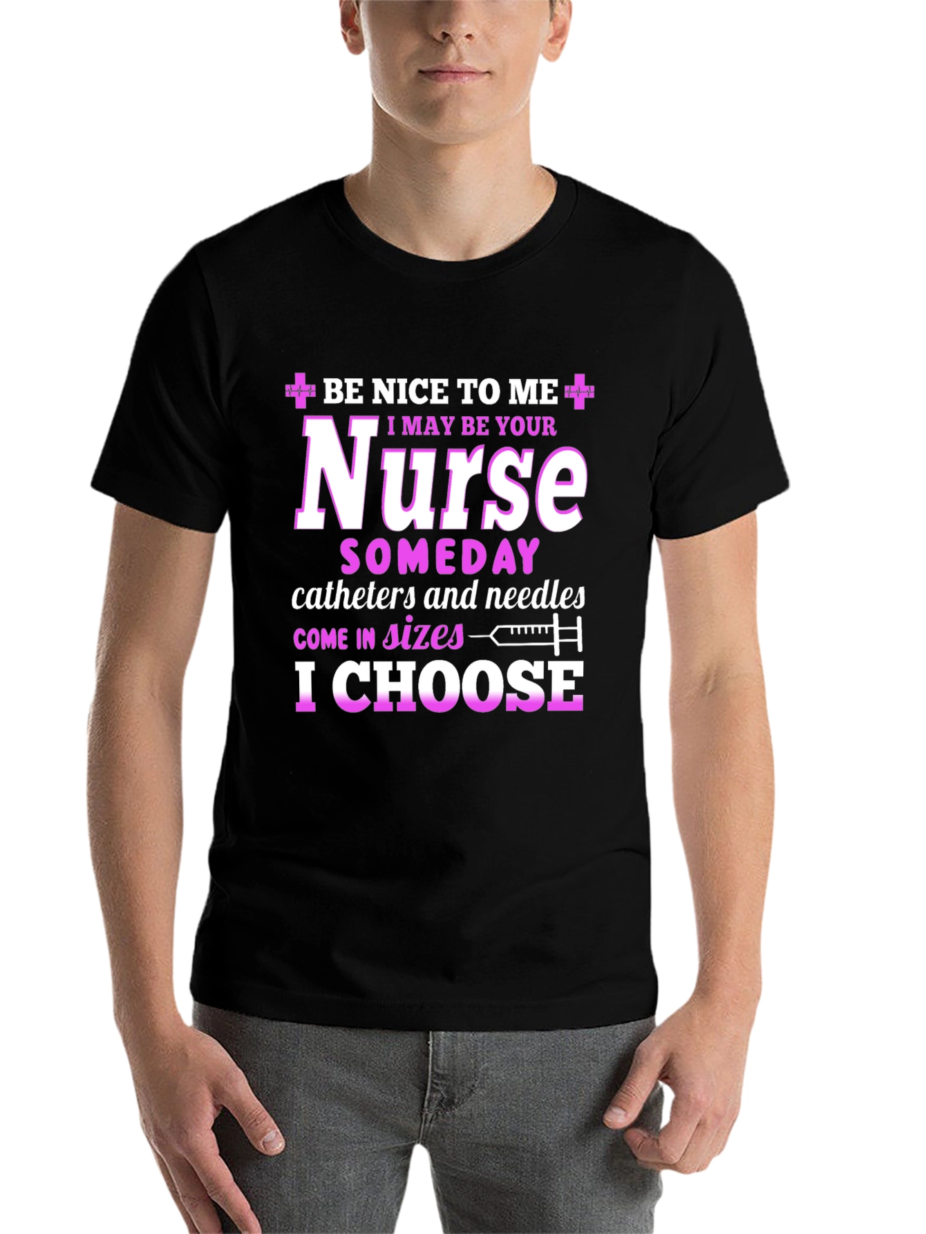 Black Funny Nurse T-Shirt - Be Nice to Me view 7