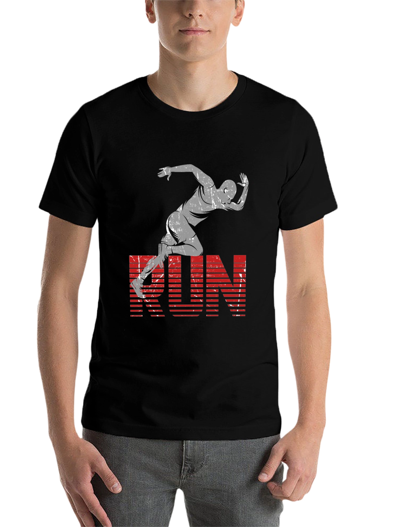 Black Men's Black RUN Graphic Tee view 7