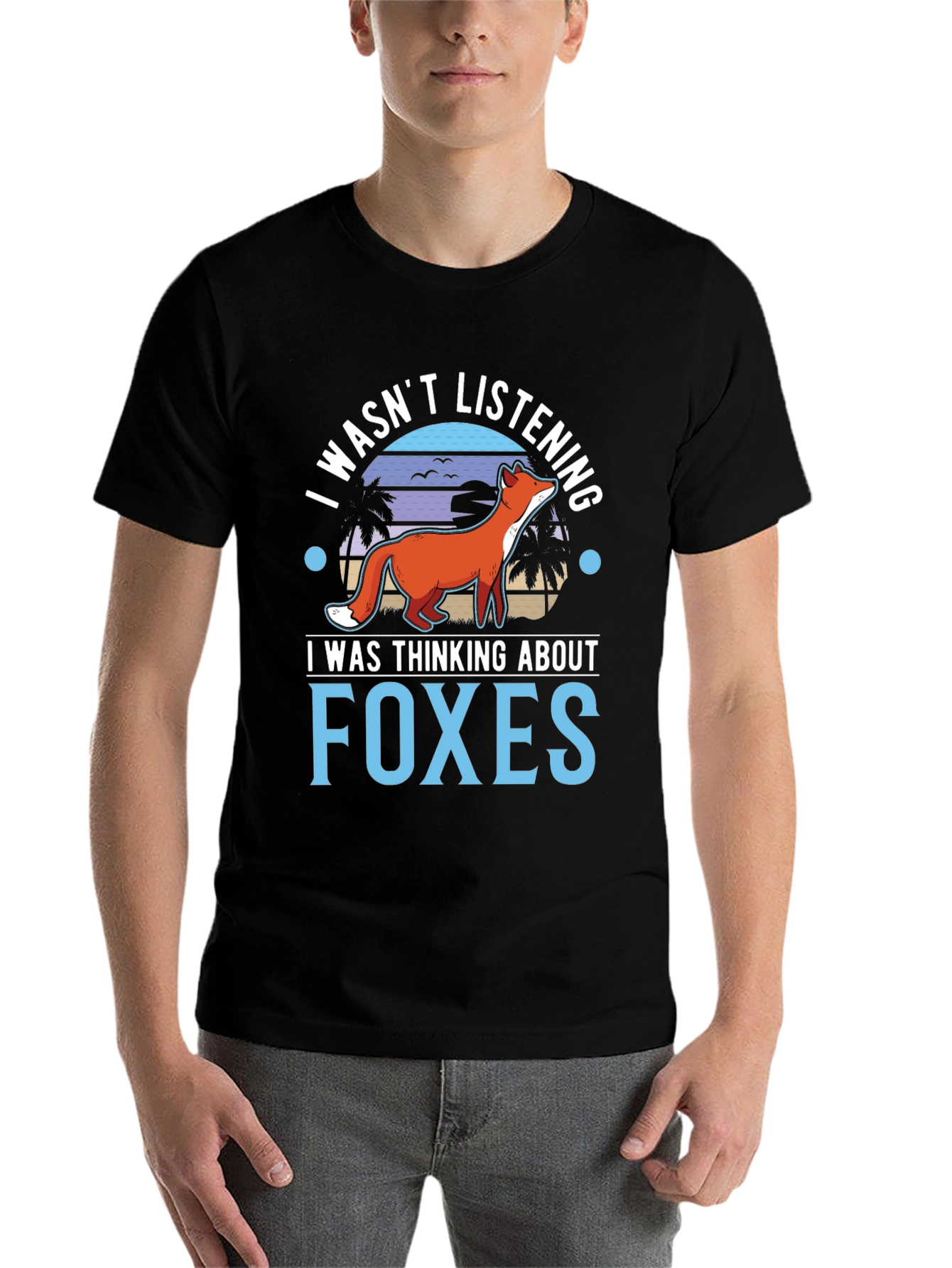 Black I Wasn't Listening Foxes Graphic T-Shirt view 7