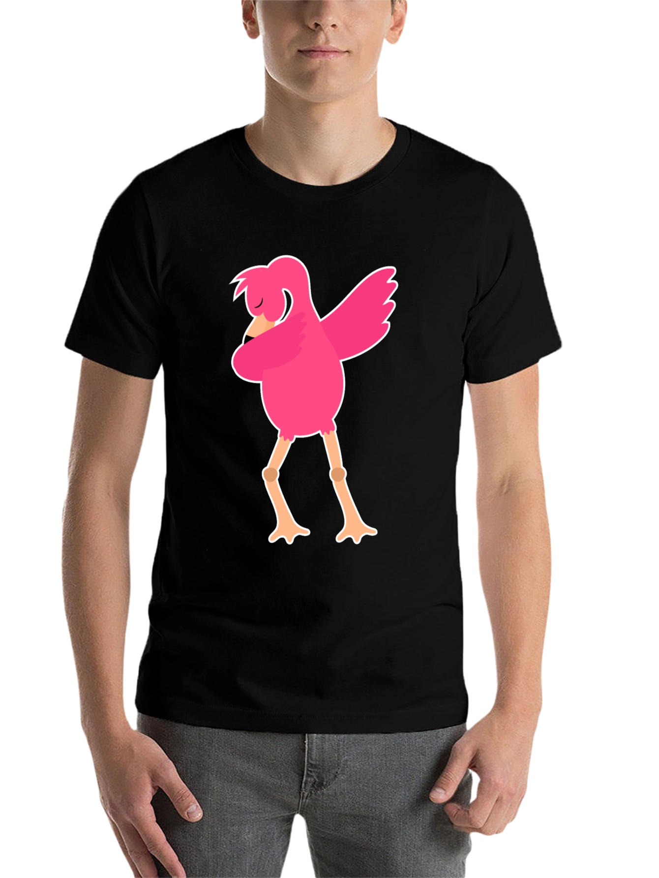 Black Funny Flamingo Dab Dance Black T-Shirt view 7