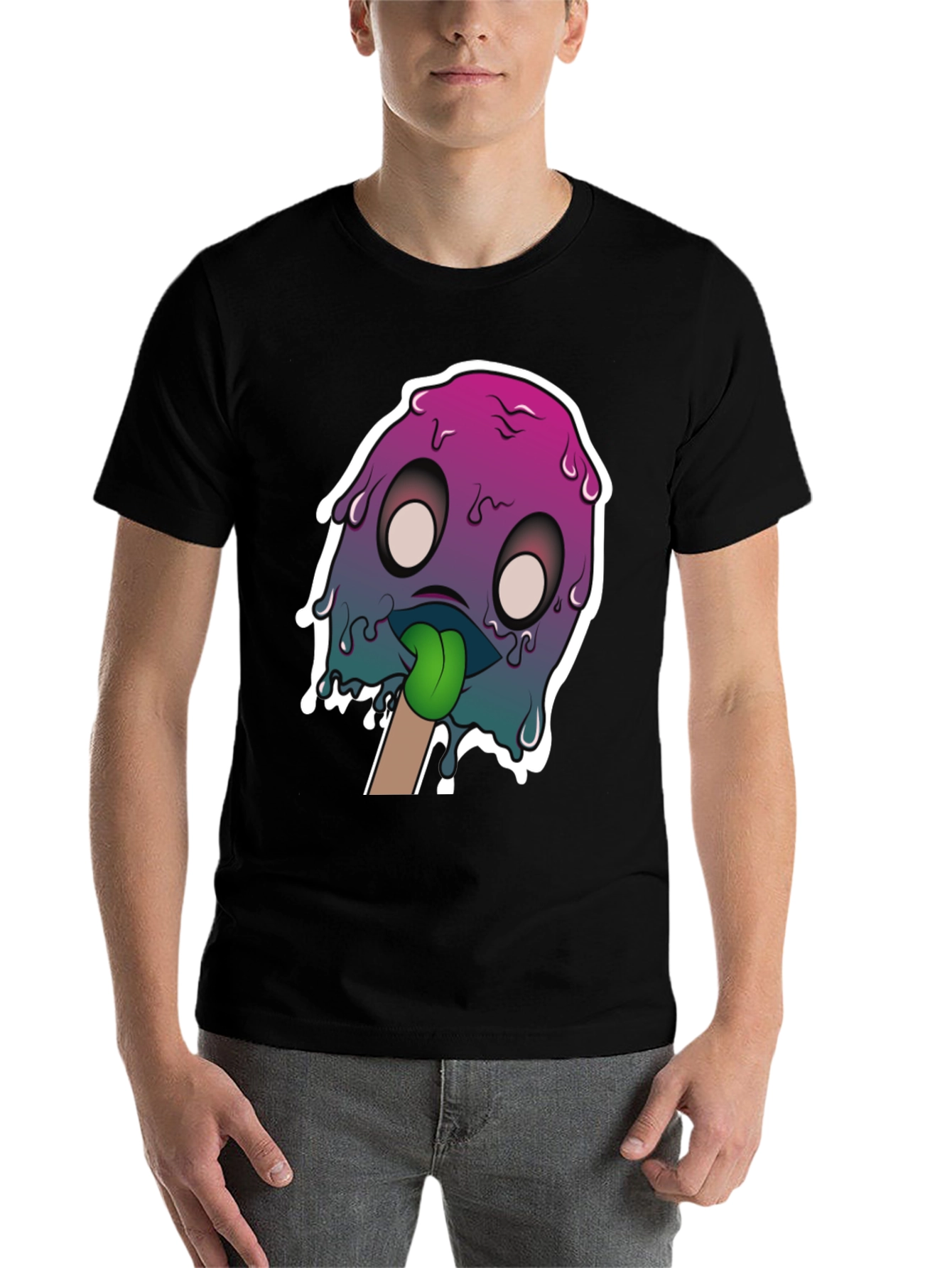 Black Melting Monster Graphic Tee - Unique Design view 7
