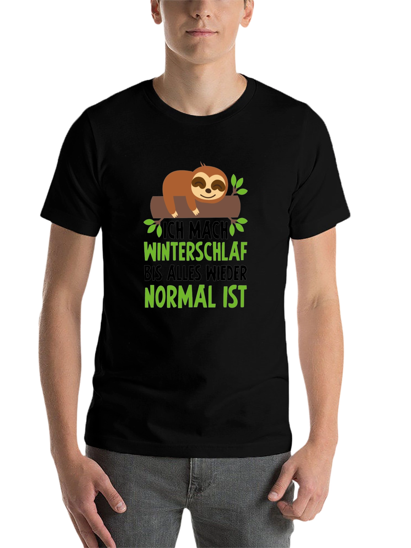Black Sloth Winter Sleep T-Shirt - Funny Graphic Tee view 7