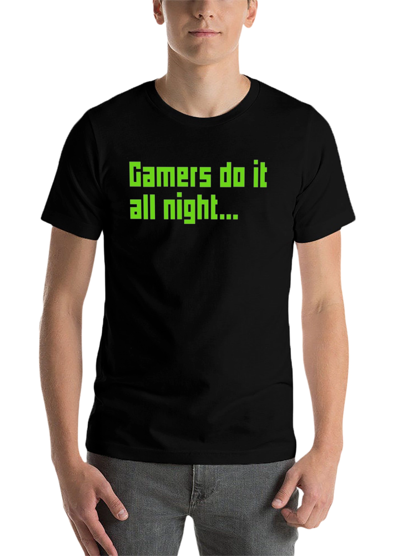 Black Gamer Do It All Night Black T-Shirt view 7
