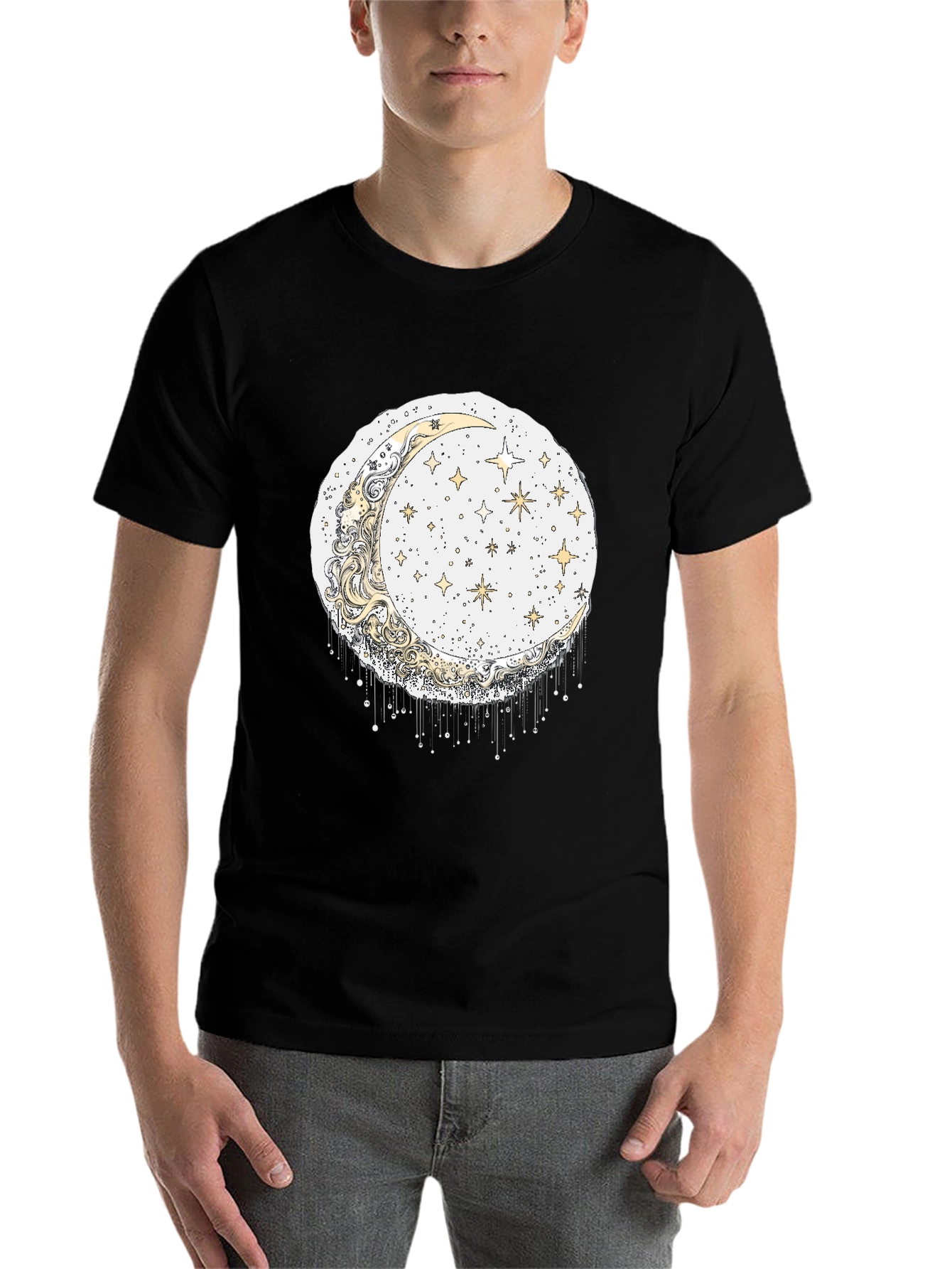 Black Celestial Moon & Stars Graphic Tee view 7