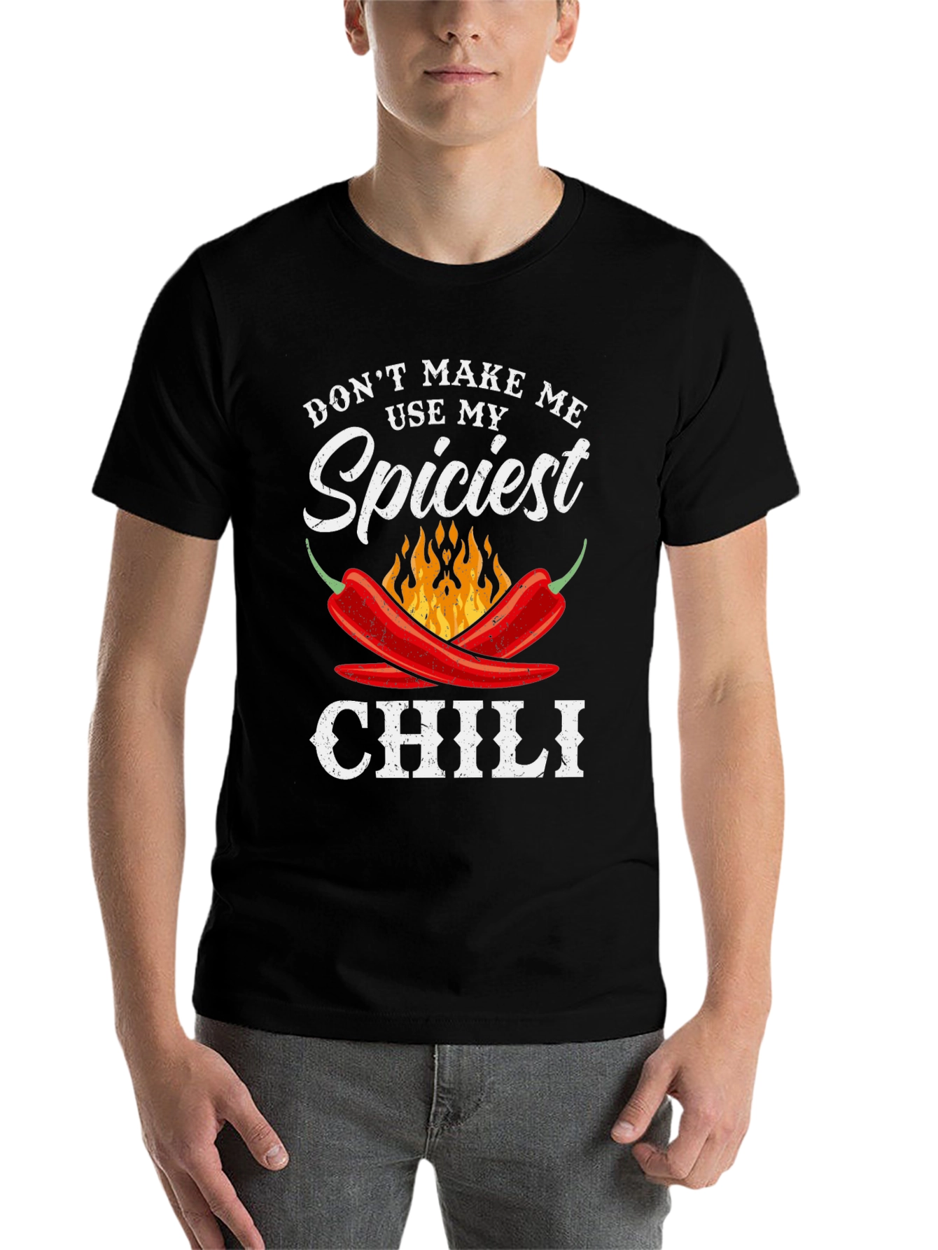 Black Spiciest Chili Funny T-Shirt view 7