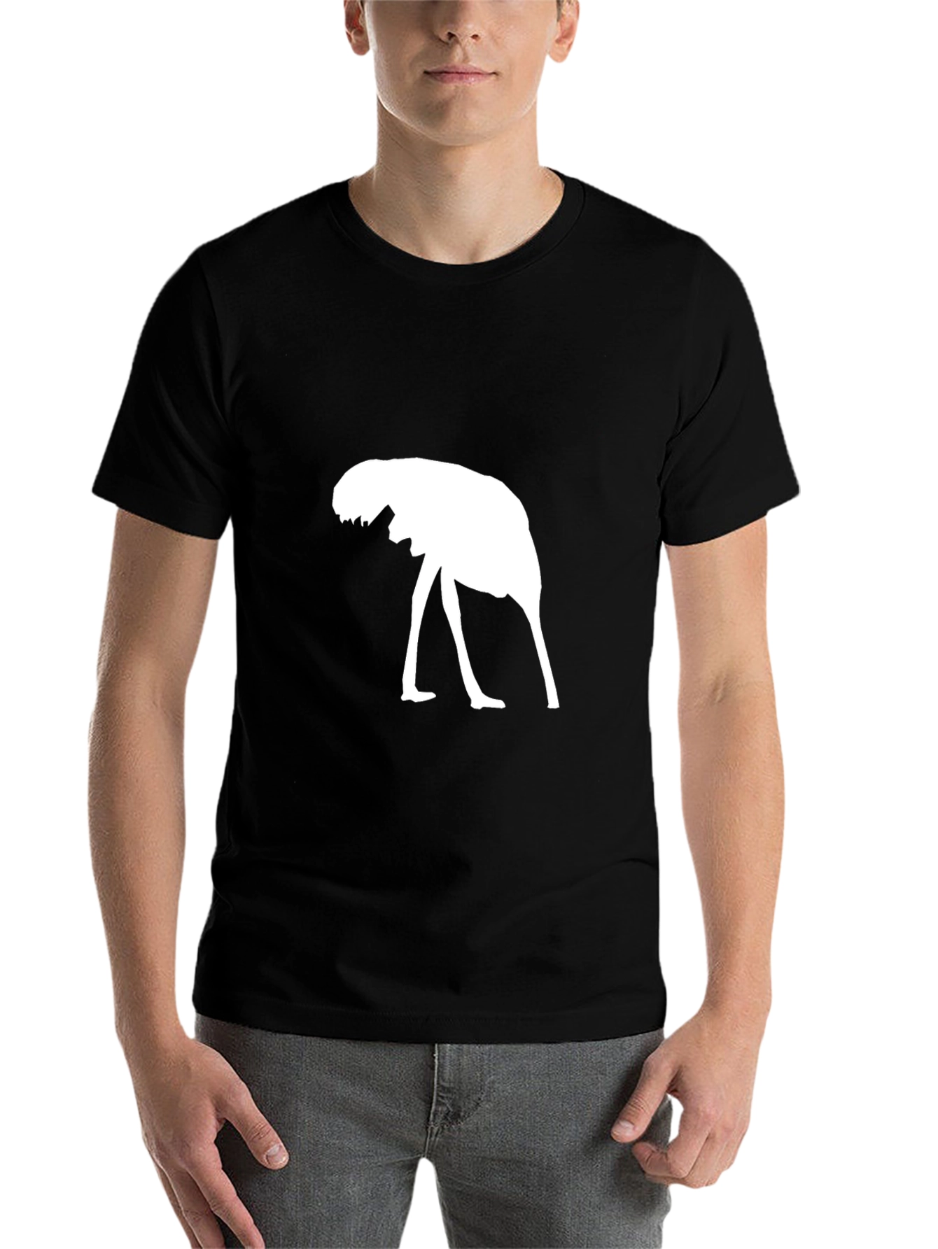 Black Ostrich Silhouette Black T-Shirt view 7