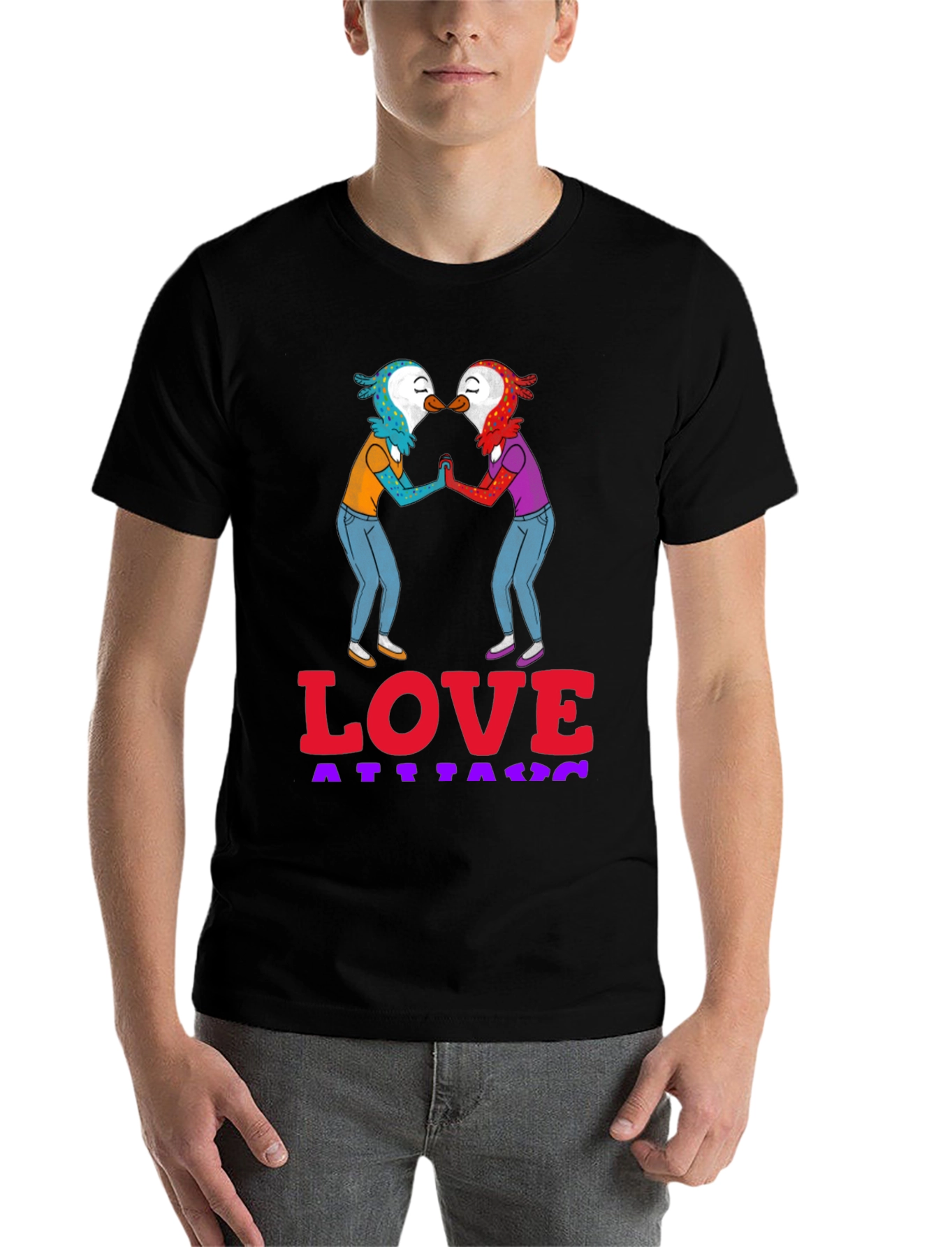 Black Love Attack Graphic Tee - Unisex Black T-Shirt view 7