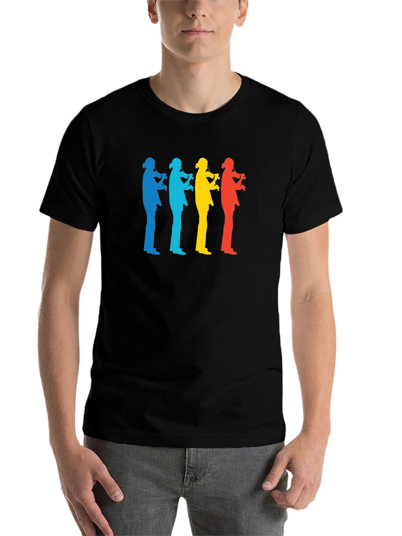Black Rainbow Violinist Silhouette Graphic Tee - Cool Music Lover Shirt view 7