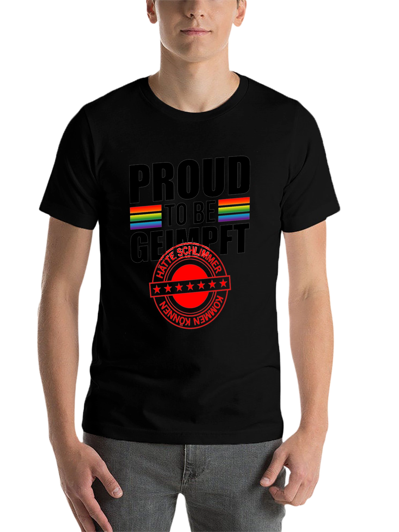 Black Proud to be Geimpft T-Shirt view 7