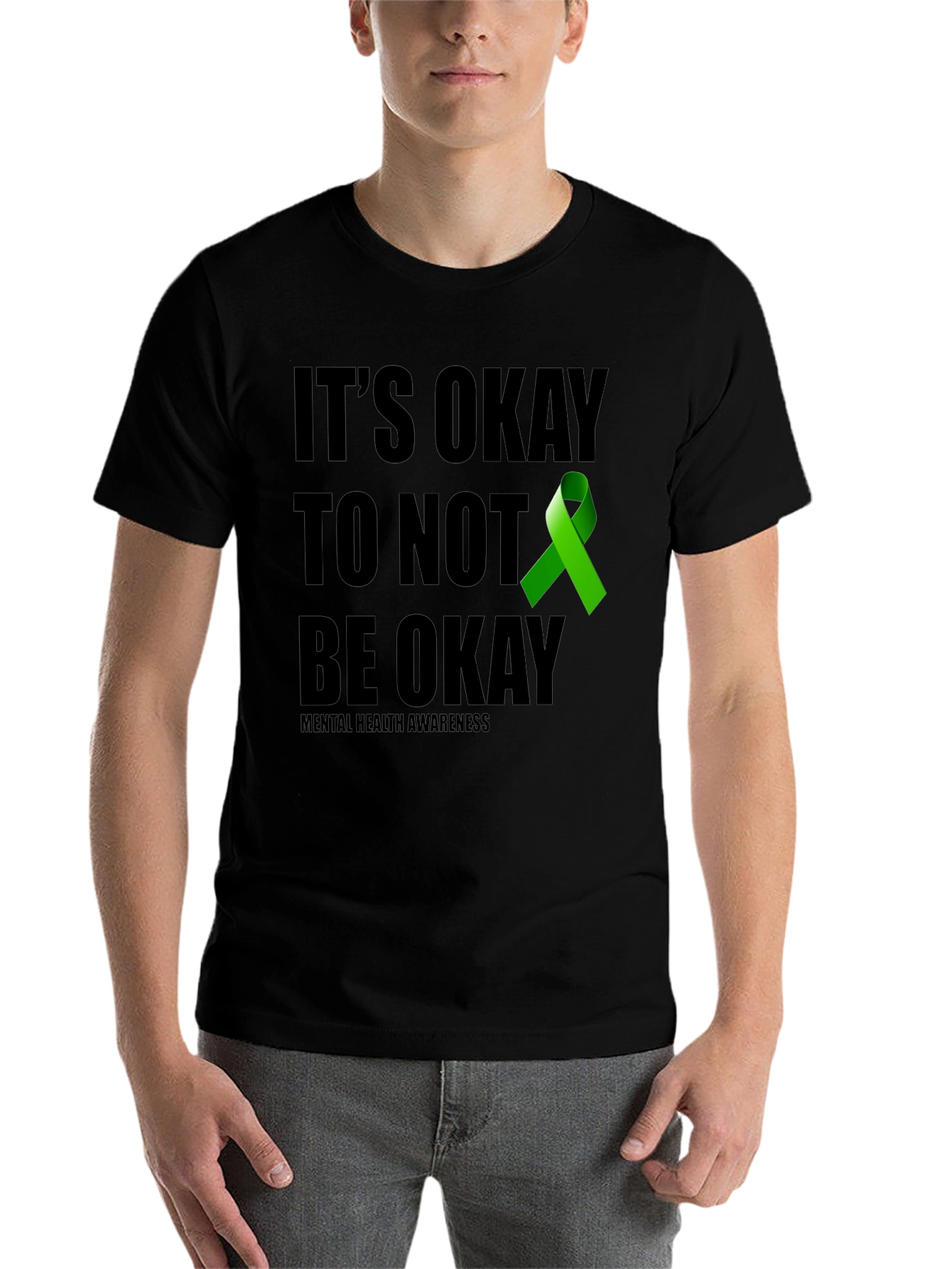 Black It's Okay To Not Be Okay Mental Health Awareness T-Shirt view 7
