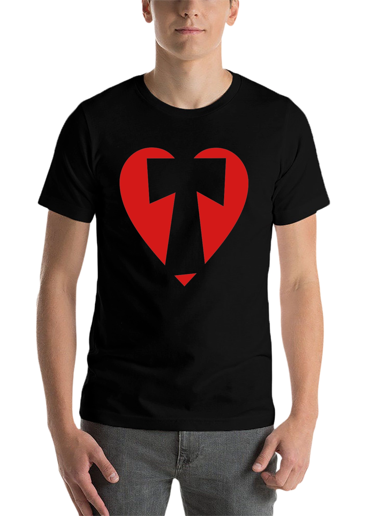 Black Geometric Heart Graphic Tee - Black view 7