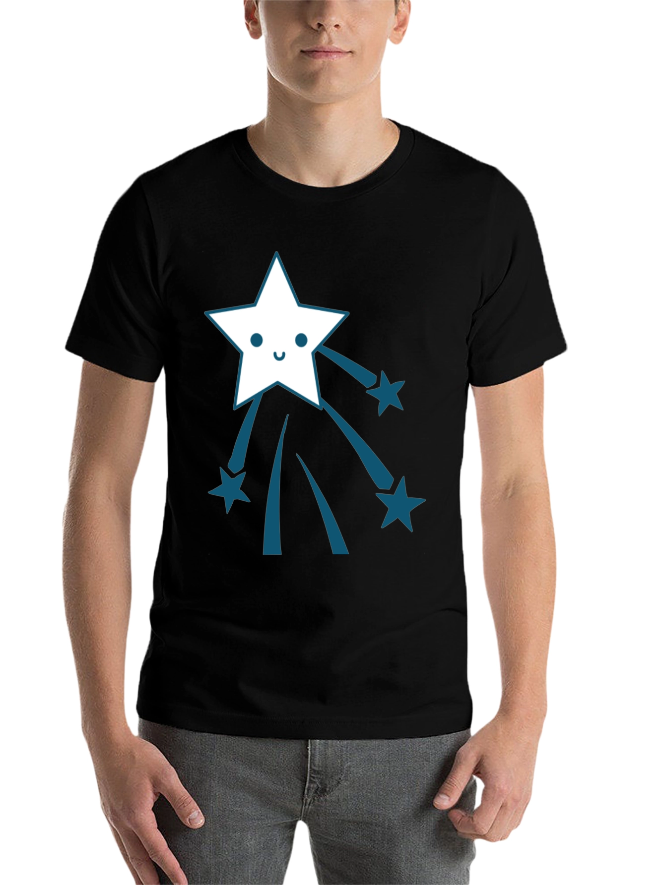 Black Shooting Star Graphic Tee - Soft Cotton Comfort view 7