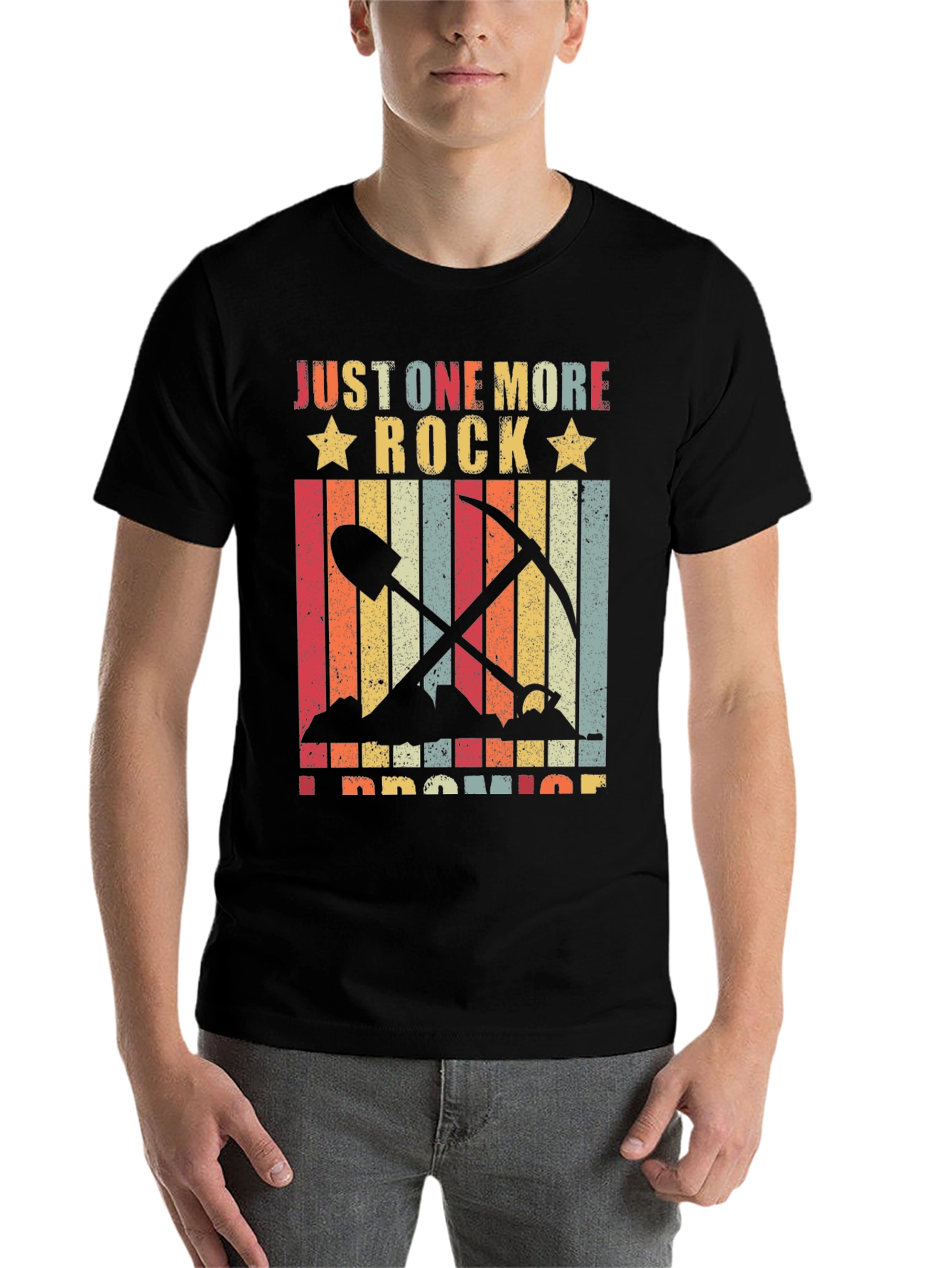 Black Just One More Rock T-Shirt - Mineral Collector Tee view 7