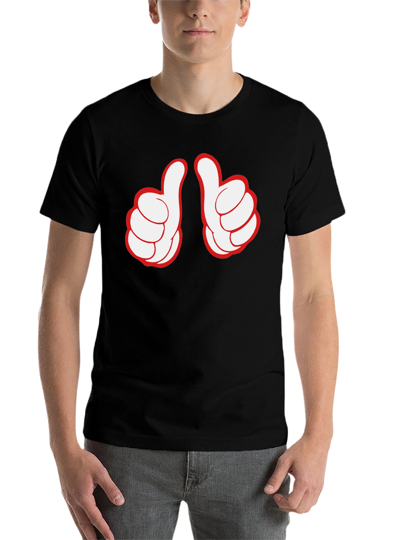 Black Thumbs Up Graphic Tee - Black Crew Neck view 7