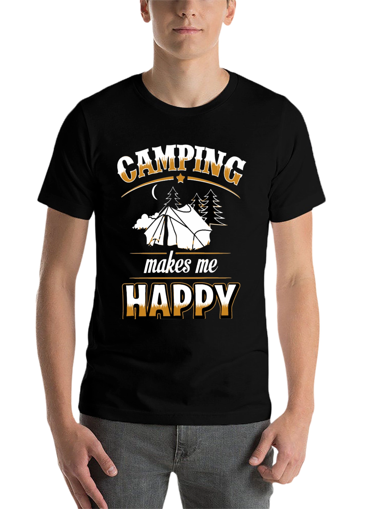 Black Camping Makes Me Happy Black T-Shirt view 7