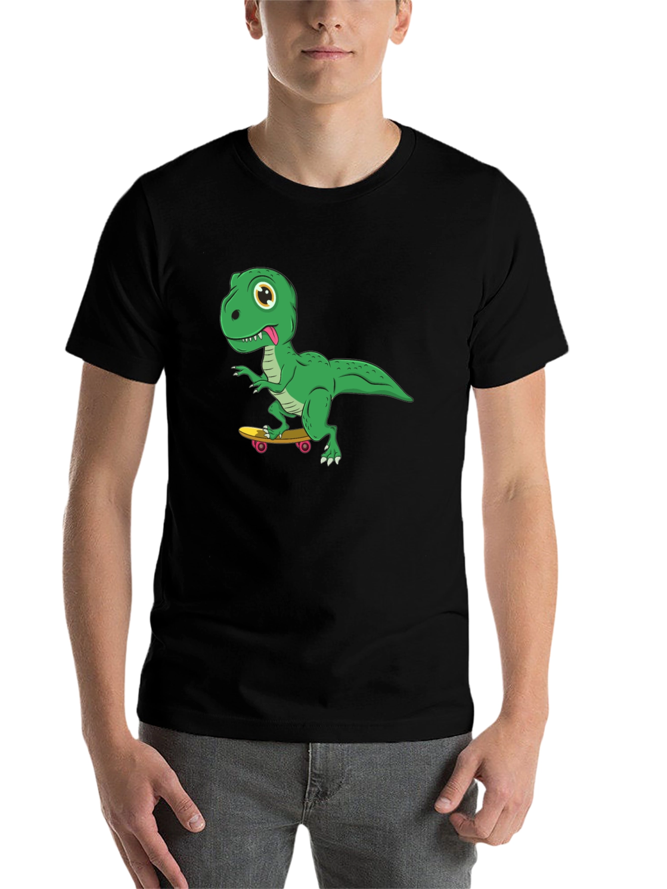 Black Skateboarding Dinosaur Graphic Tee view 7