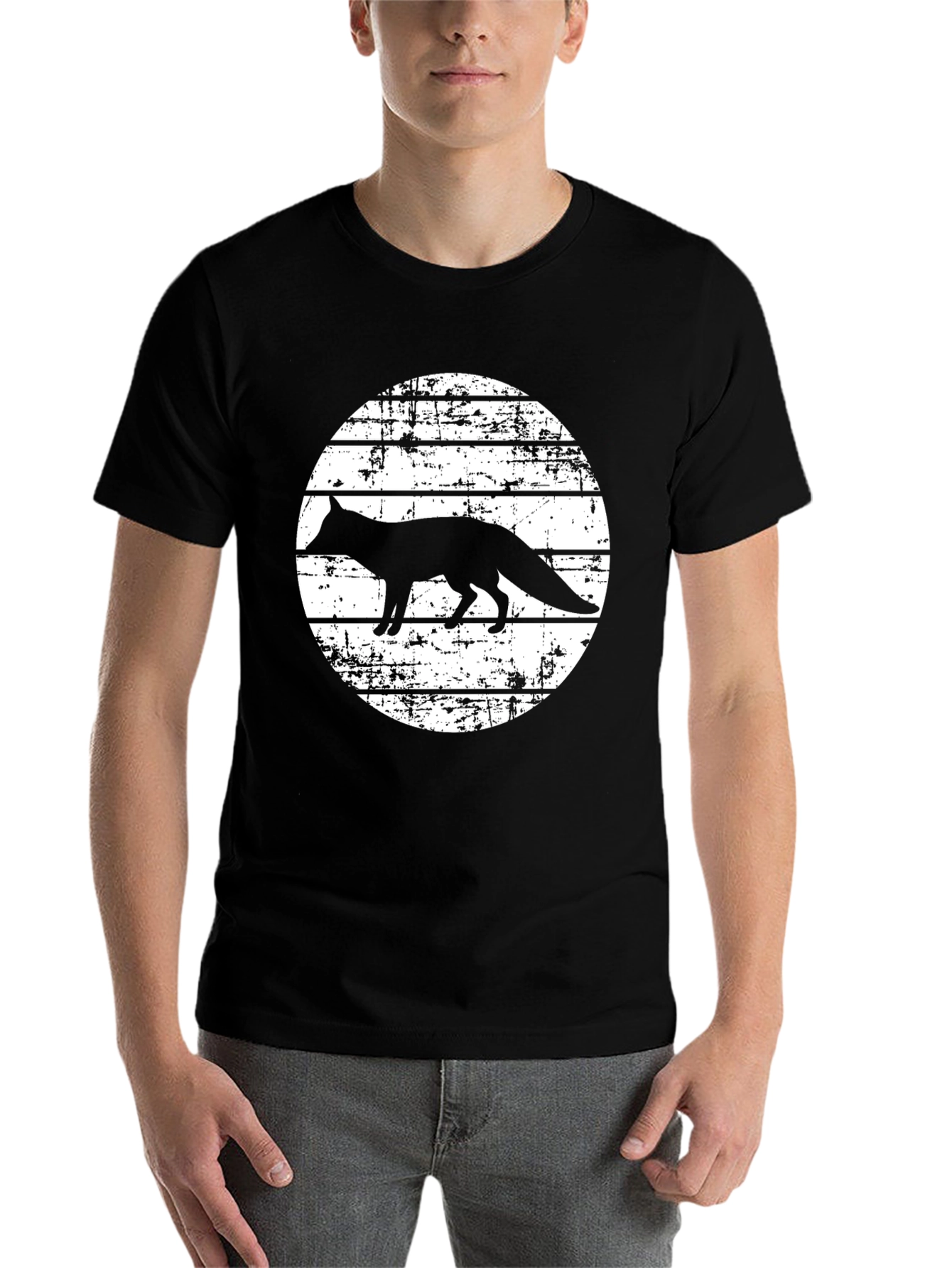 Black Fox Silhouette Graphic T-Shirt view 7