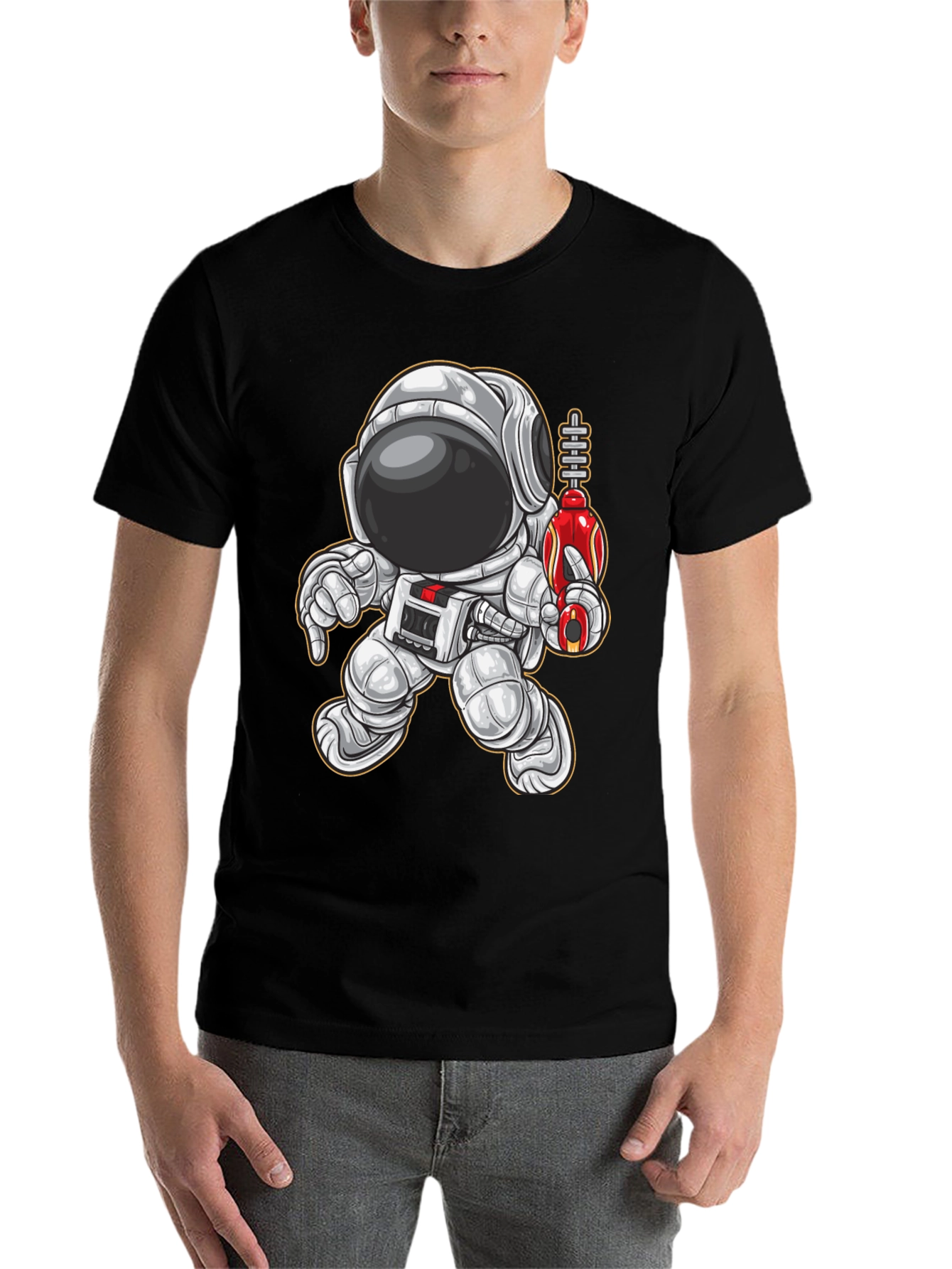 Black Astronaut Graphic Tee - Space Explorer T-Shirt view 7