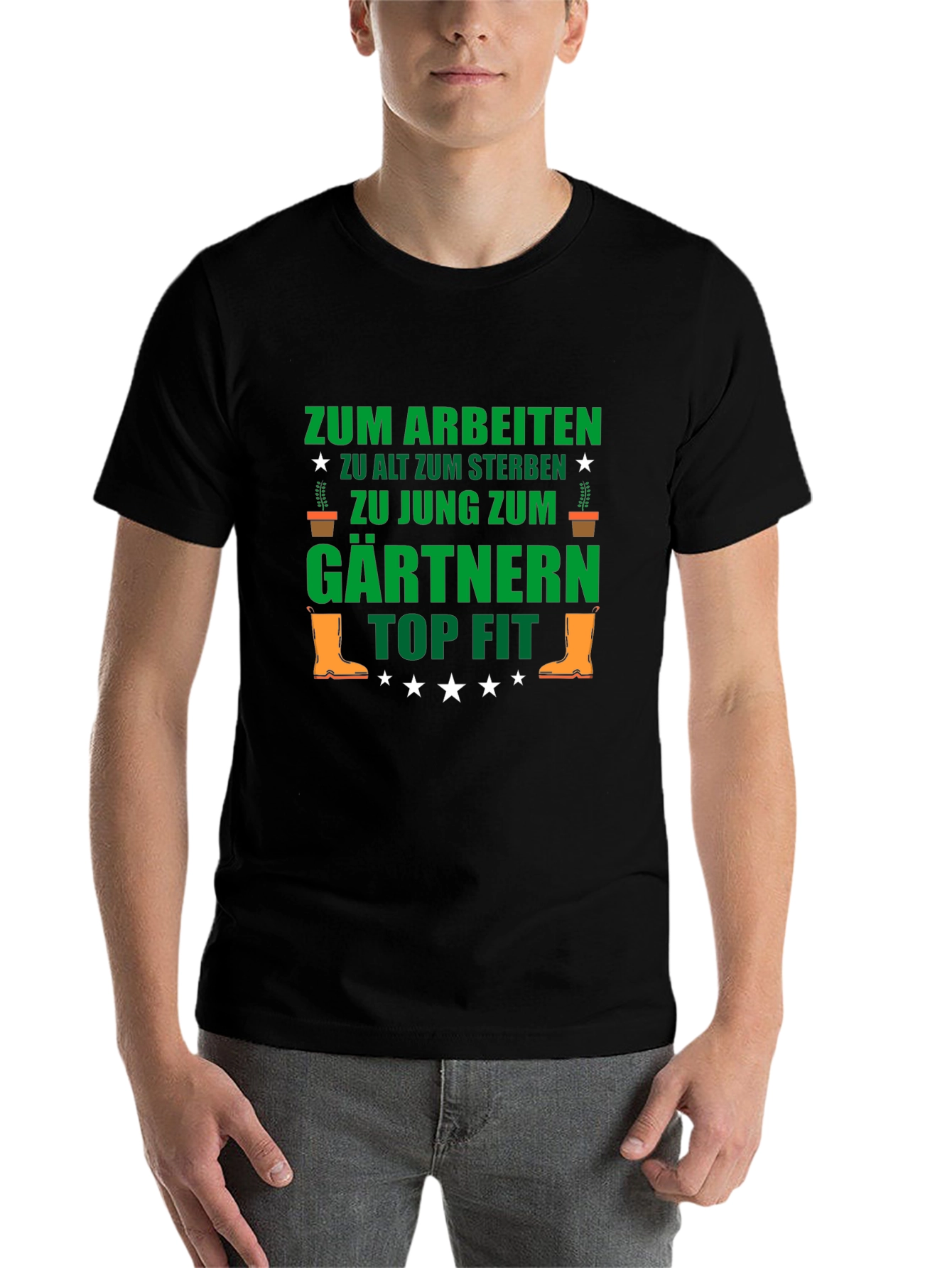 Black Gardener T-Shirt: Funny German Gardening Tee for Gardeners view 7